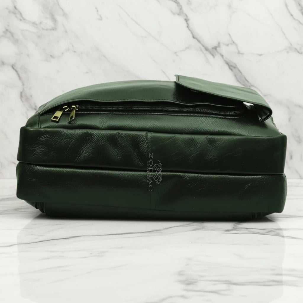 Zodiac Asahi Genuine Leather 2 In 1 Backpack Bag Green