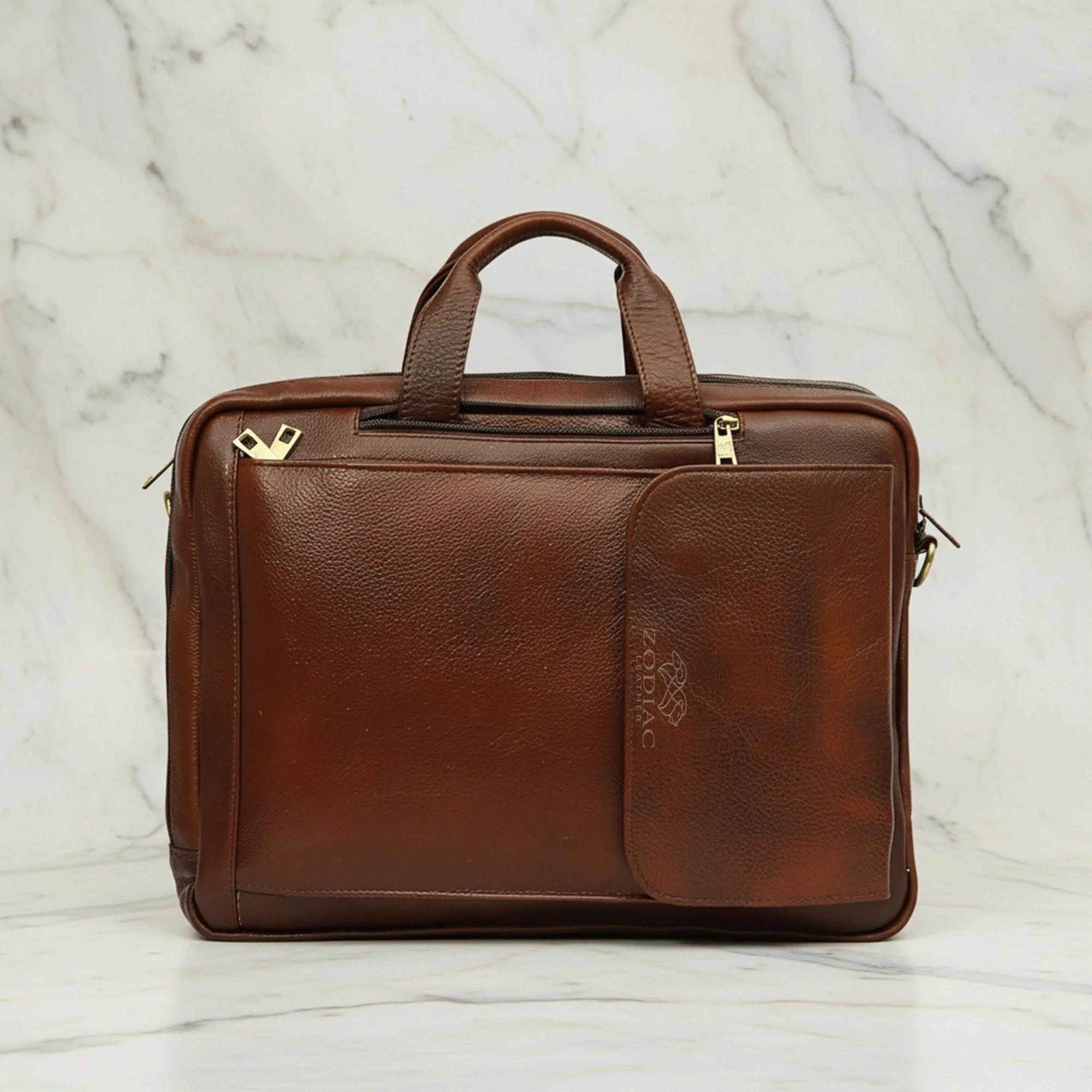 Zodiac Asahi Genuine Leather 2 In 1 Backpack Bag Tan Brown