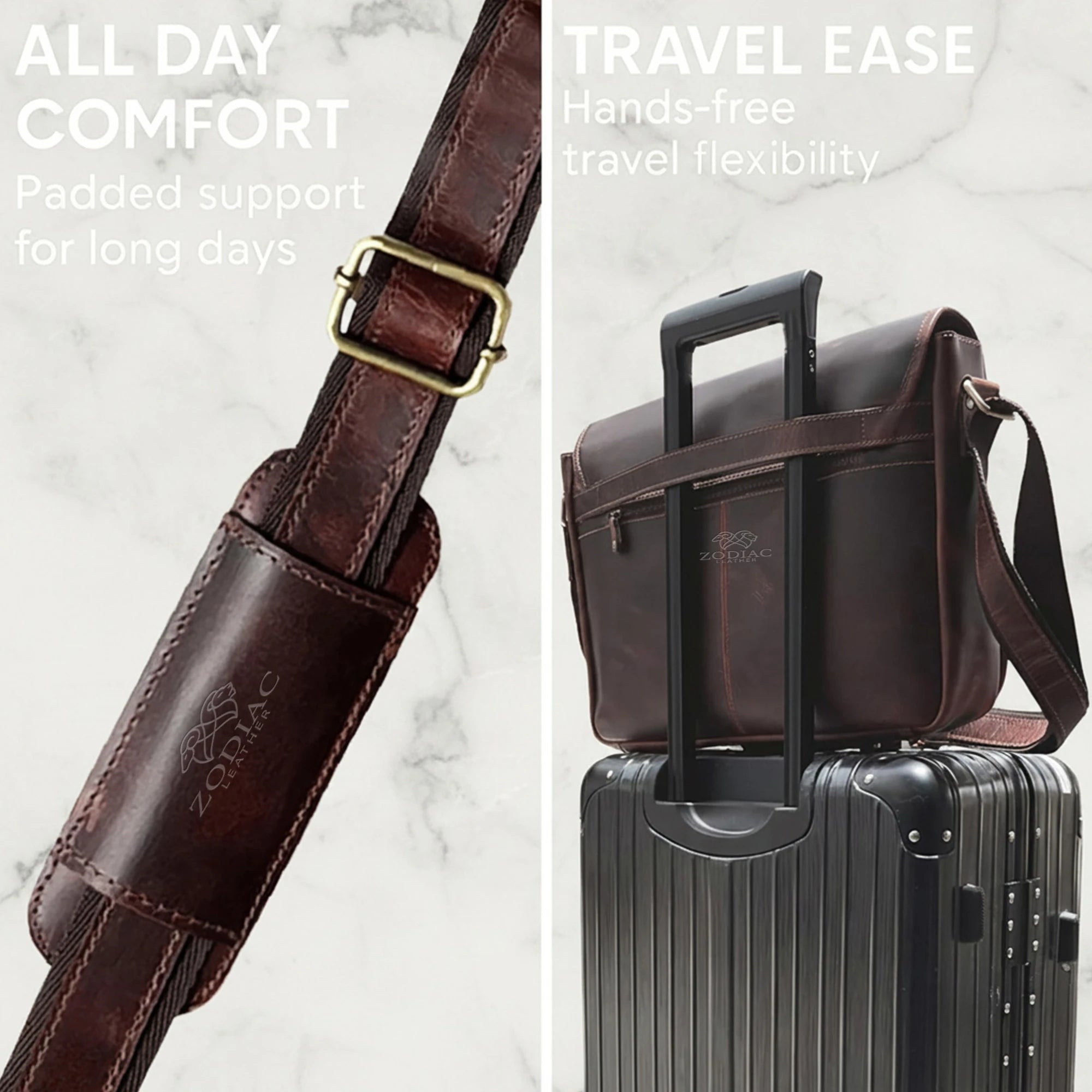 Zodiac Atlas Genuine Leather Laptop Bag Mulberry