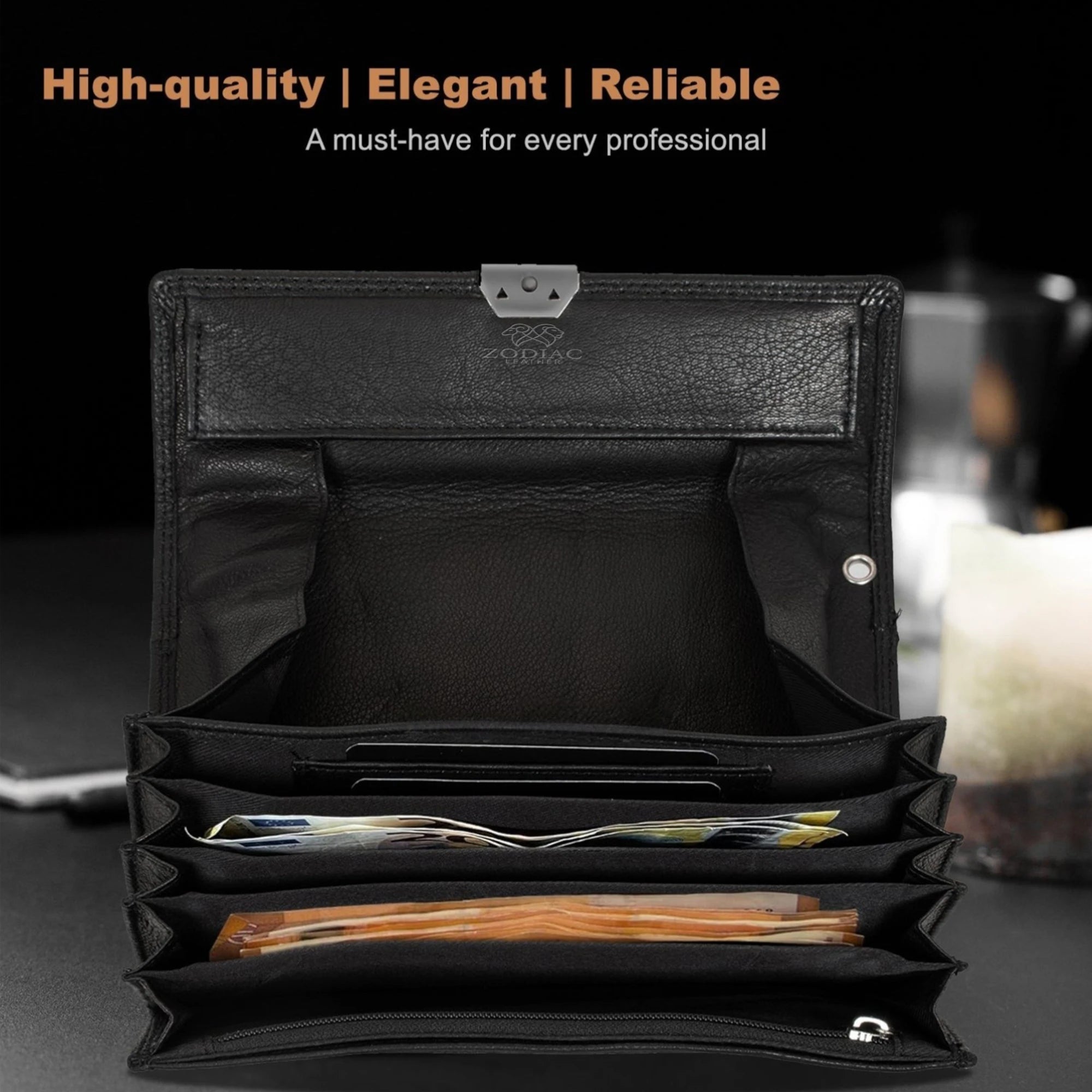 Zodiac Bolsa Genuine Leather Waiter Wallet with Coin Compartment