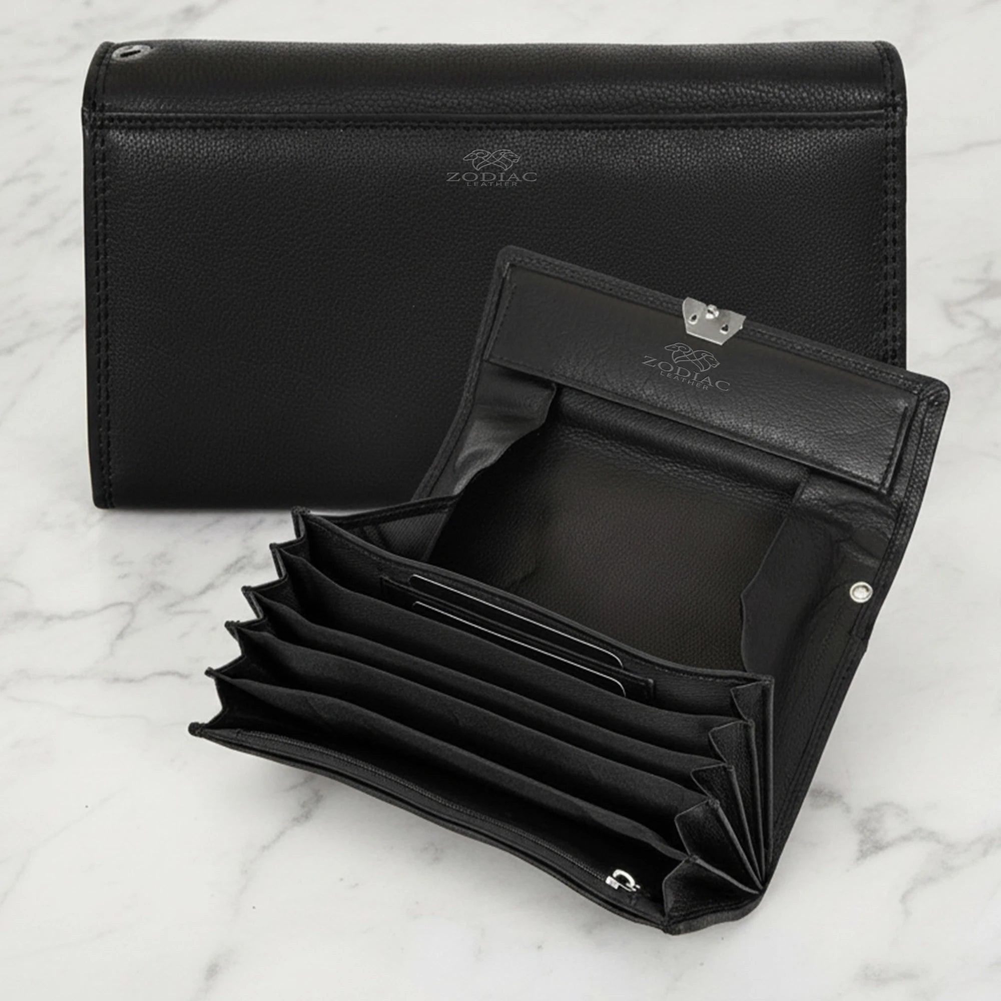 Zodiac Bolsa Genuine Leather Waiter Wallet with Coin Compartment