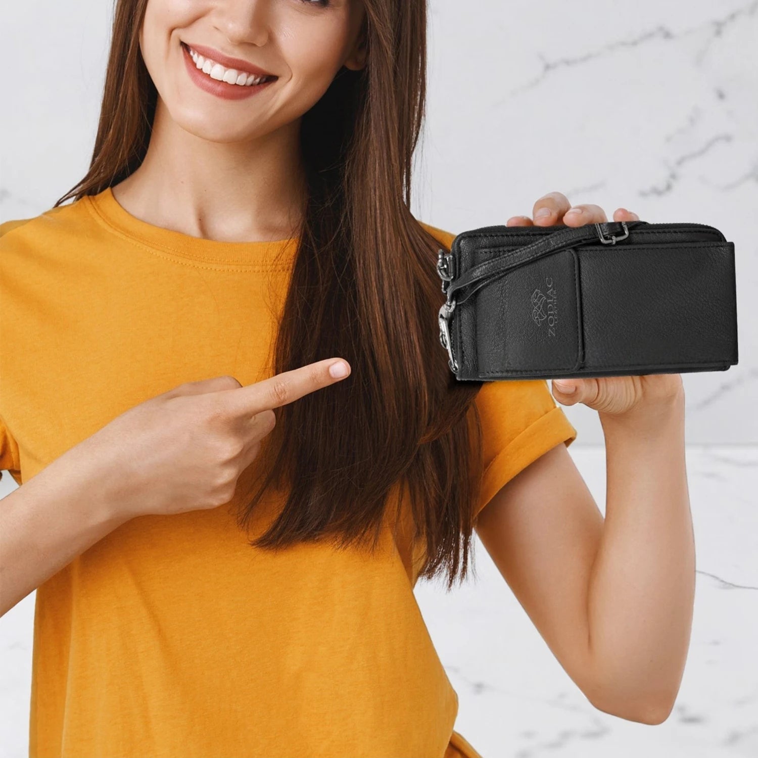 Zodiac Cartera Dual Purpose Leather Purse For Mobile & Money