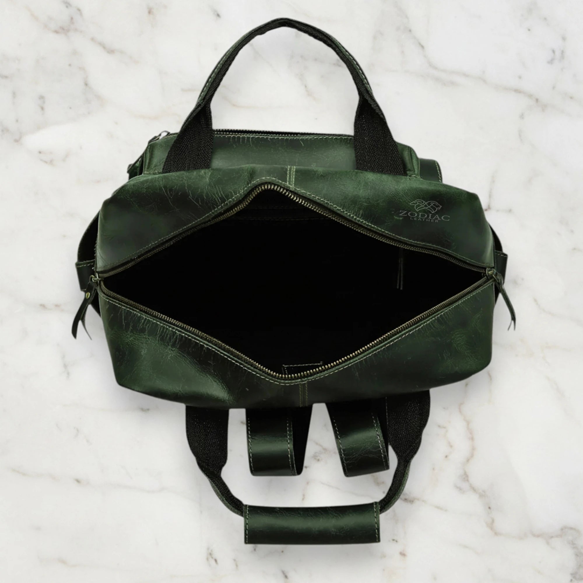 Zodiac Diego Genuine Leather Backpack Unisex Multifunctional Green