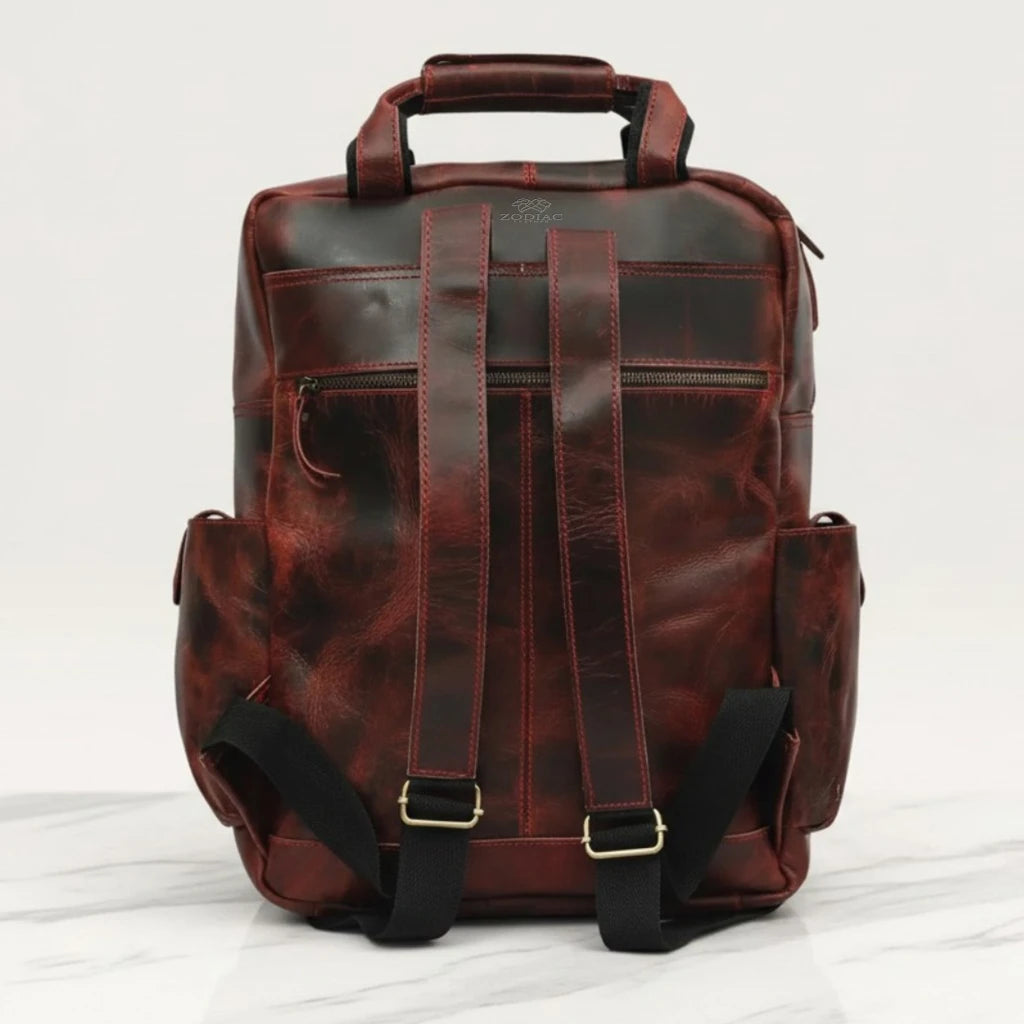 Zodiac Diego Genuine Leather Backpack Unisex Multifunctional Maroon