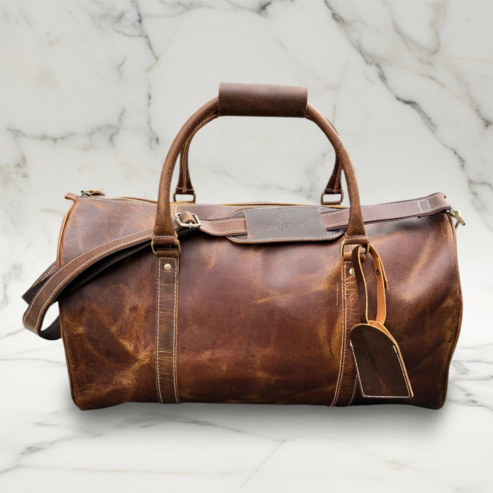 Zodiac Eric Genuine Leather Duffle Bag Brown