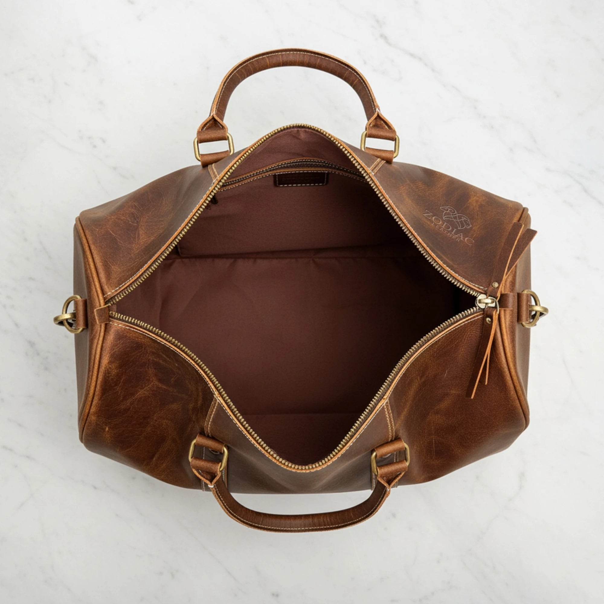 Zodiac Eric Genuine Leather Duffle Bag Brown