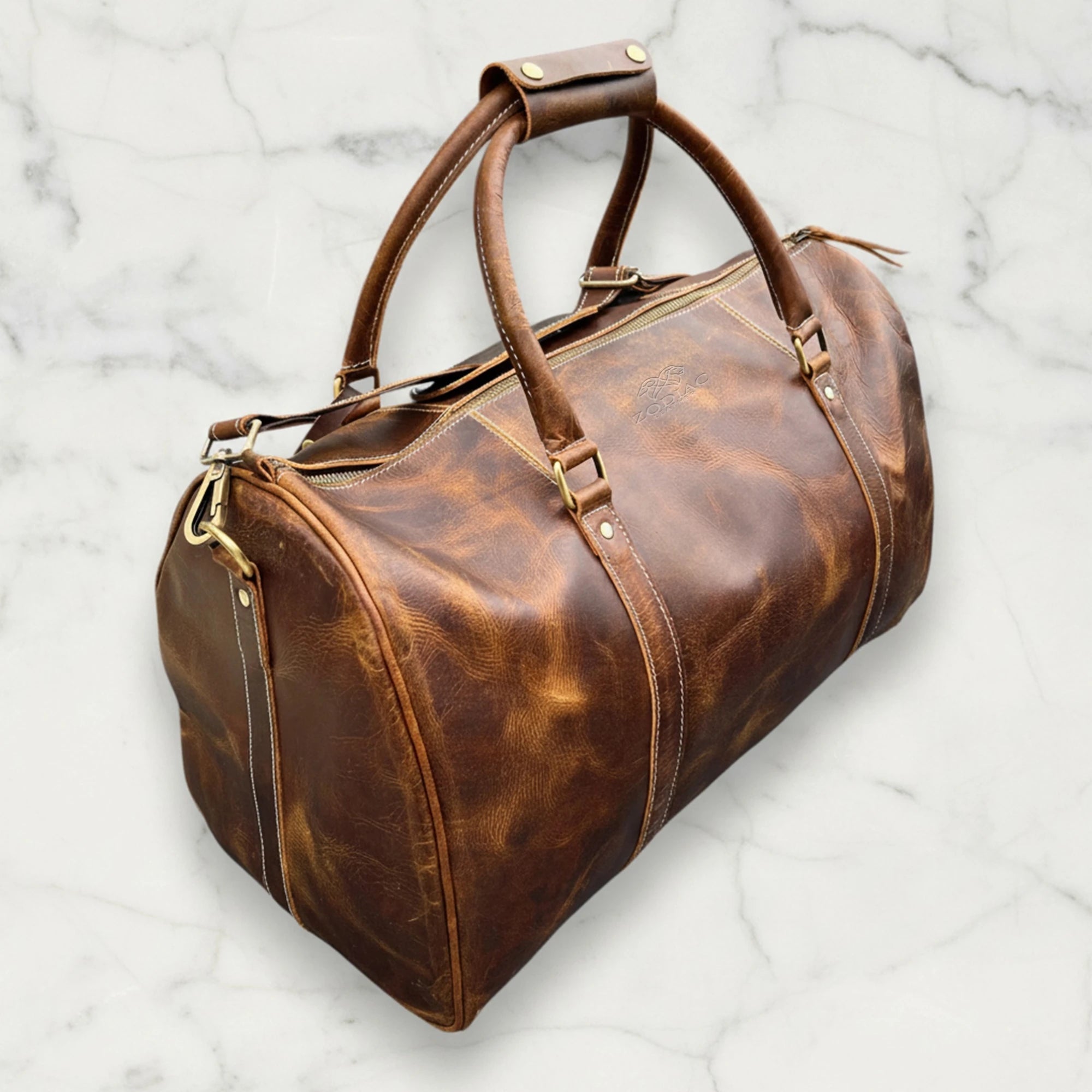 Zodiac Eric Genuine Leather Duffle Bag Brown