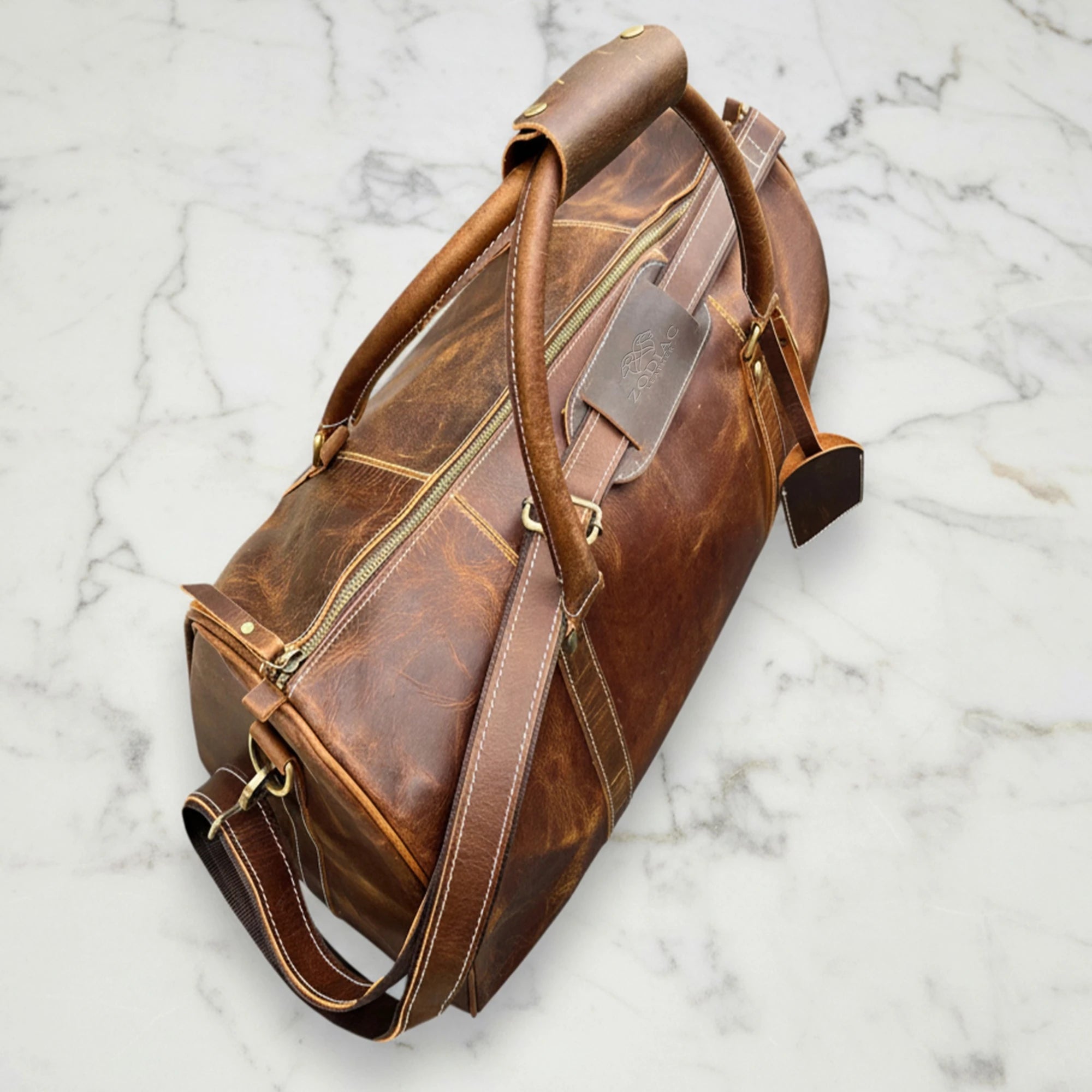 Zodiac Eric Genuine Leather Duffle Bag Brown