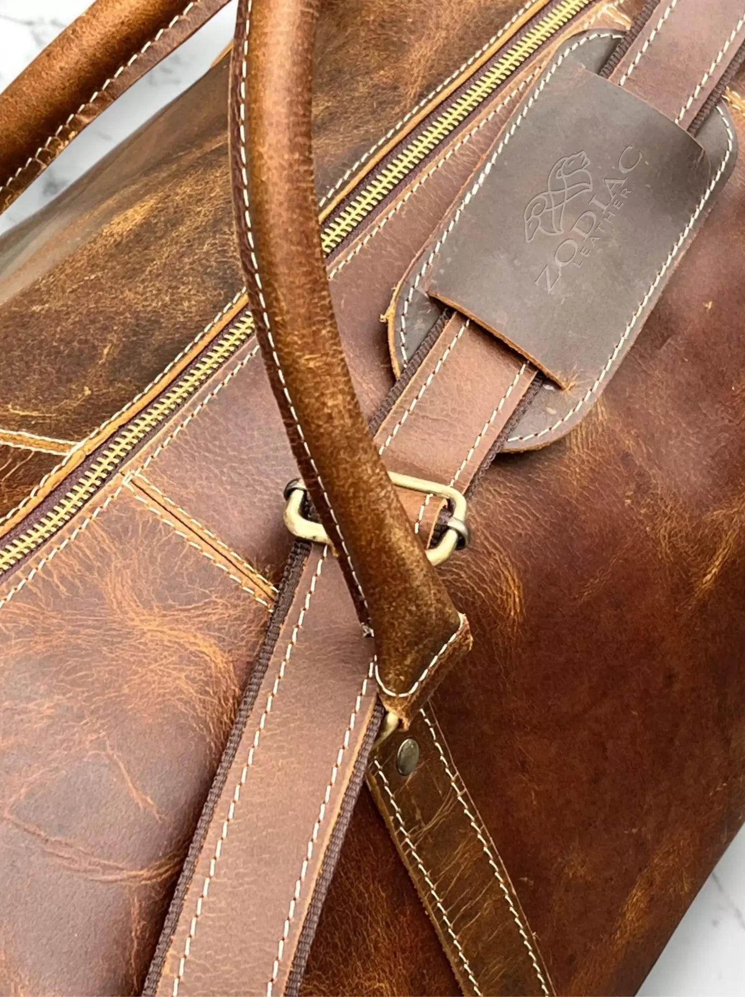 Zodiac Eric Genuine Leather Duffle Bag Brown