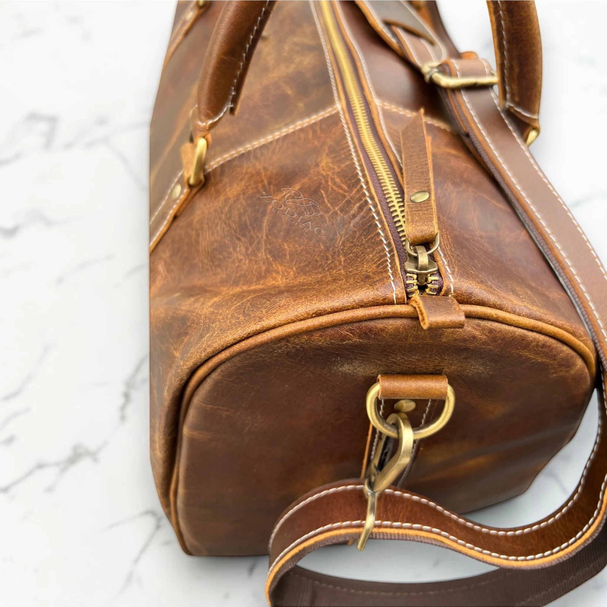 Zodiac Eric Genuine Leather Duffle Bag Brown
