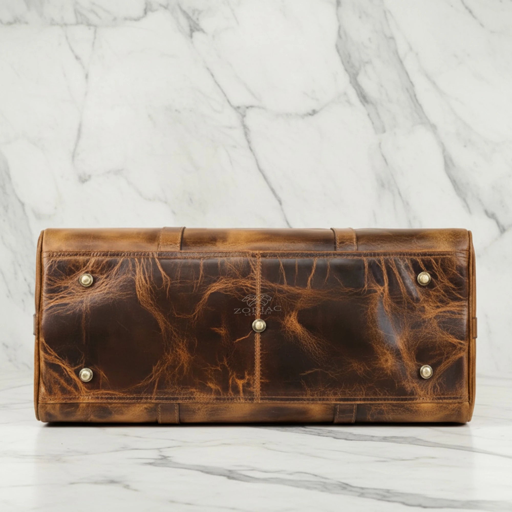 Zodiac Eric Genuine Leather Duffle Bag Tan Brown
