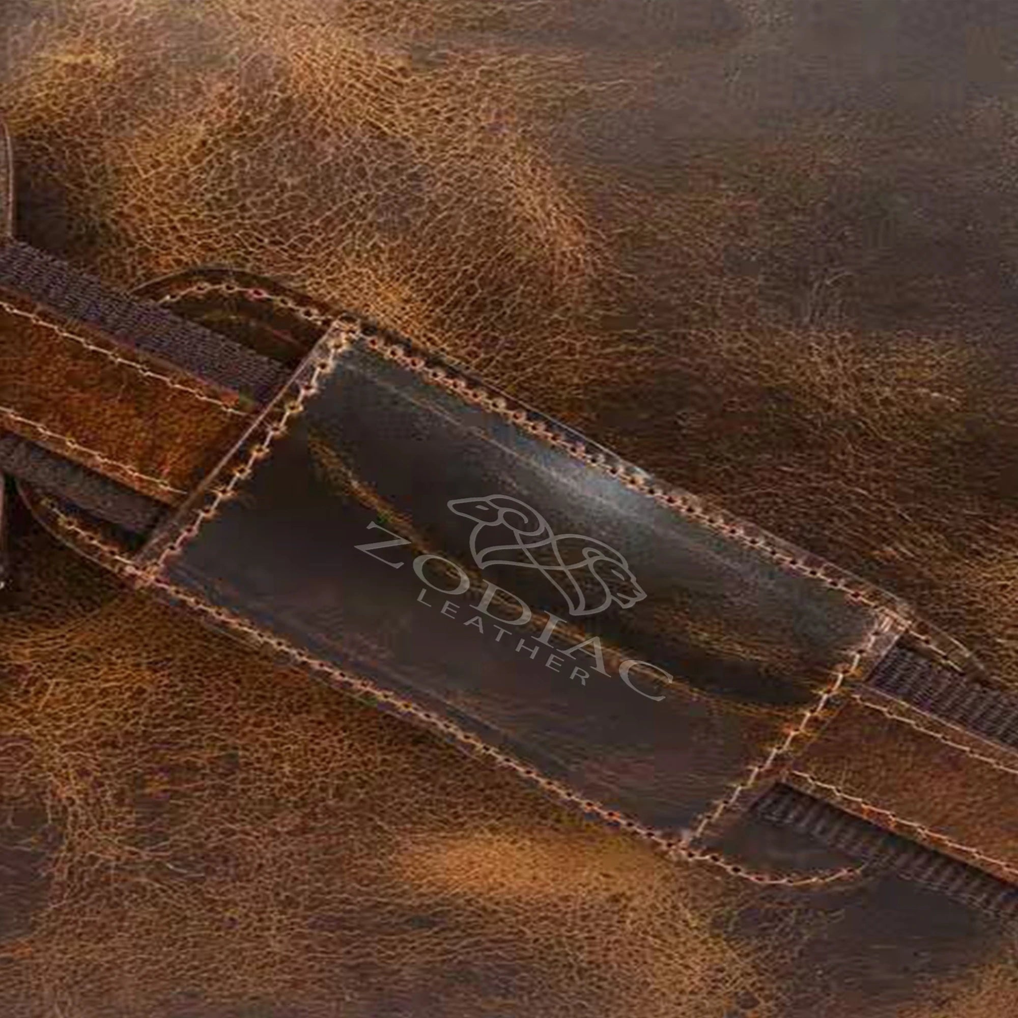 Zodiac Eric Genuine Leather Duffle Bag Tan Brown