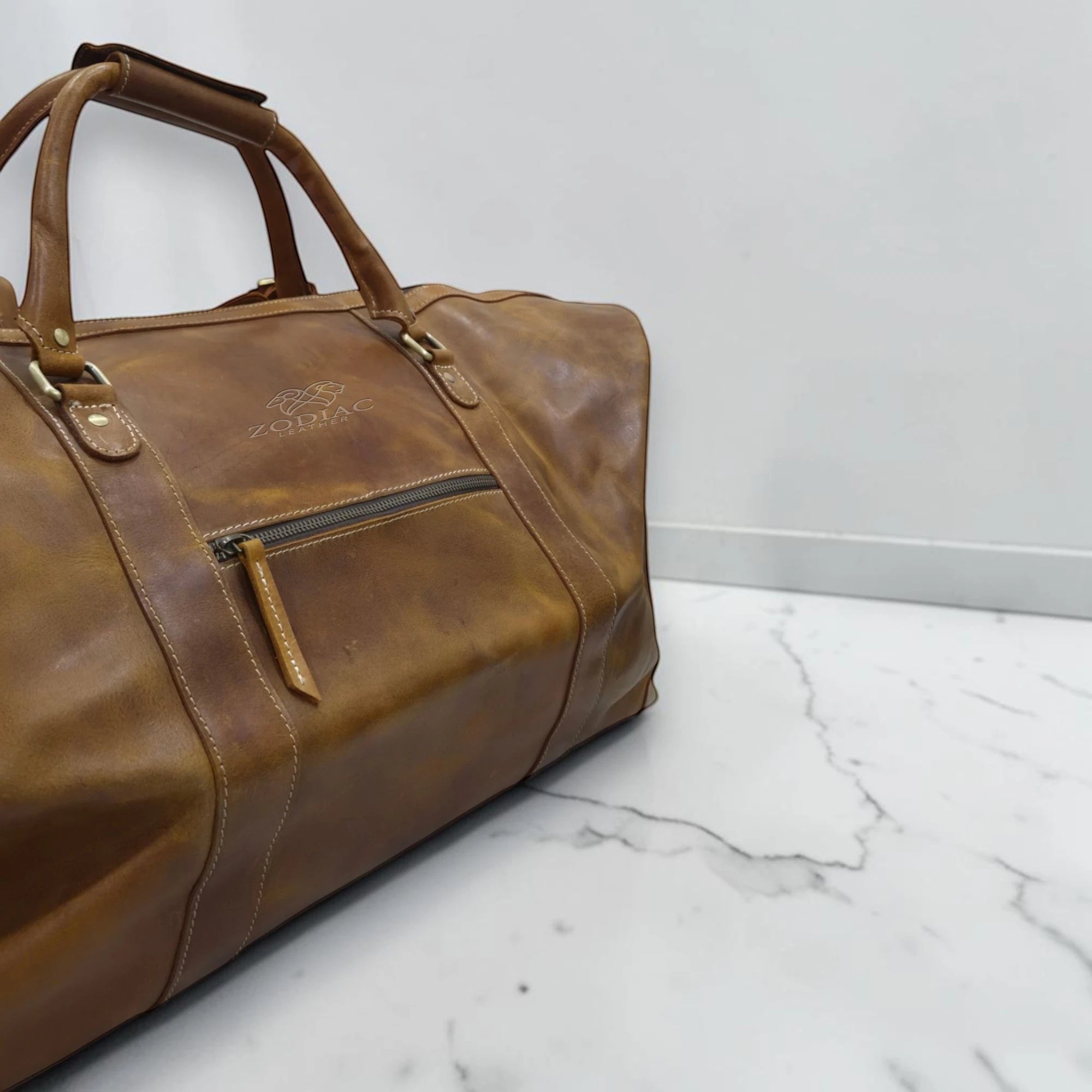Zodiac Ramiro Genuine Leather Duffle Bag Brown