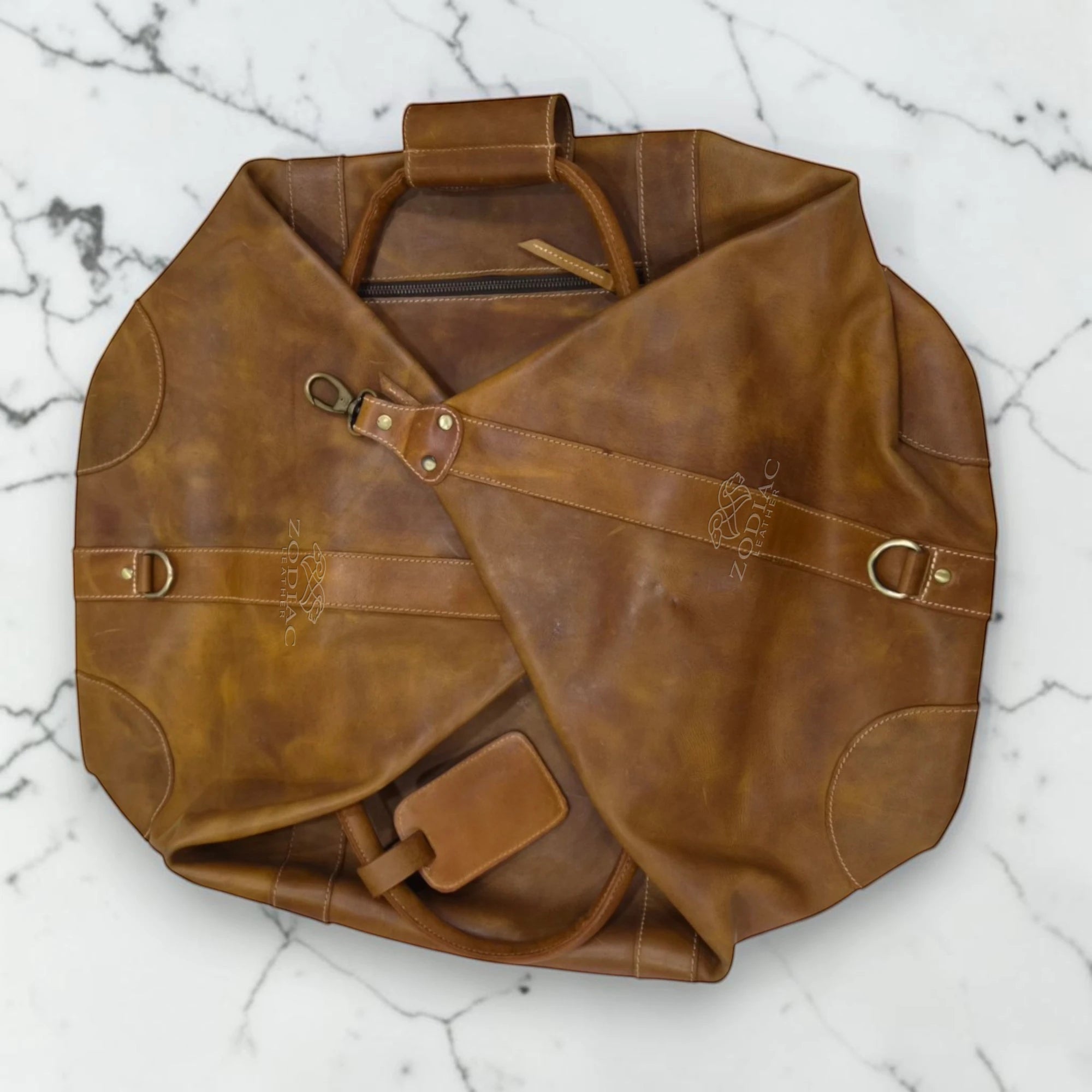 Zodiac Ramiro Genuine Leather Duffle Bag Brown