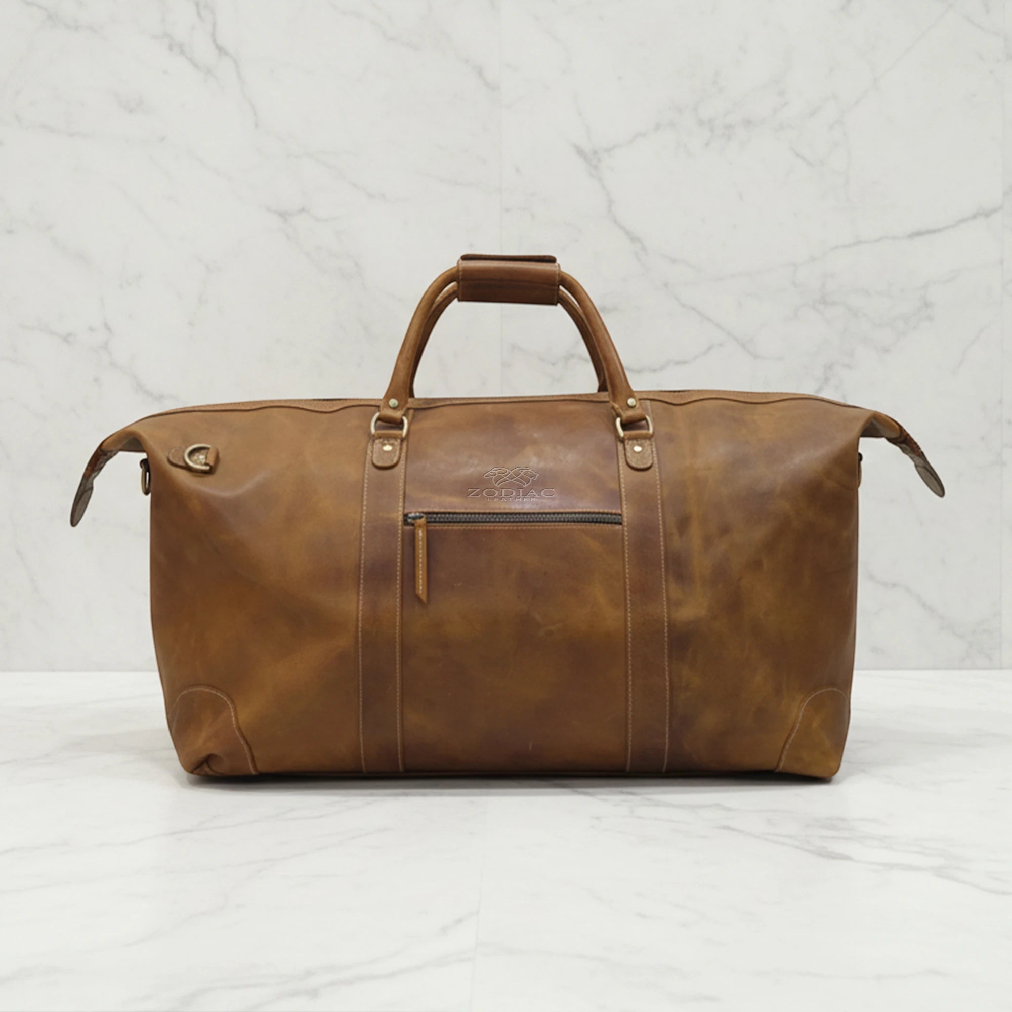 Zodiac Ramiro Genuine Leather Duffle Bag Brown