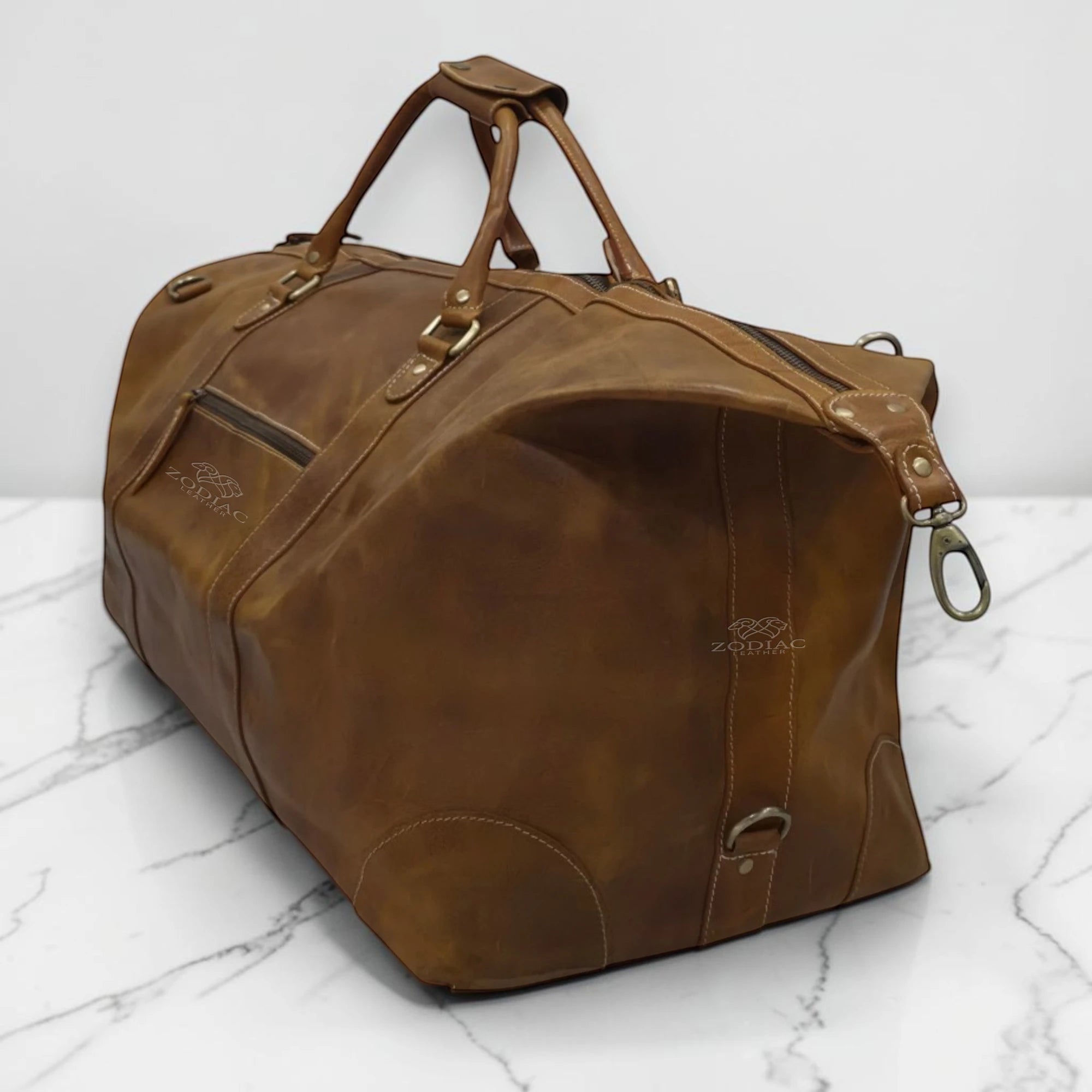 Zodiac Ramiro Genuine Leather Duffle Bag Brown