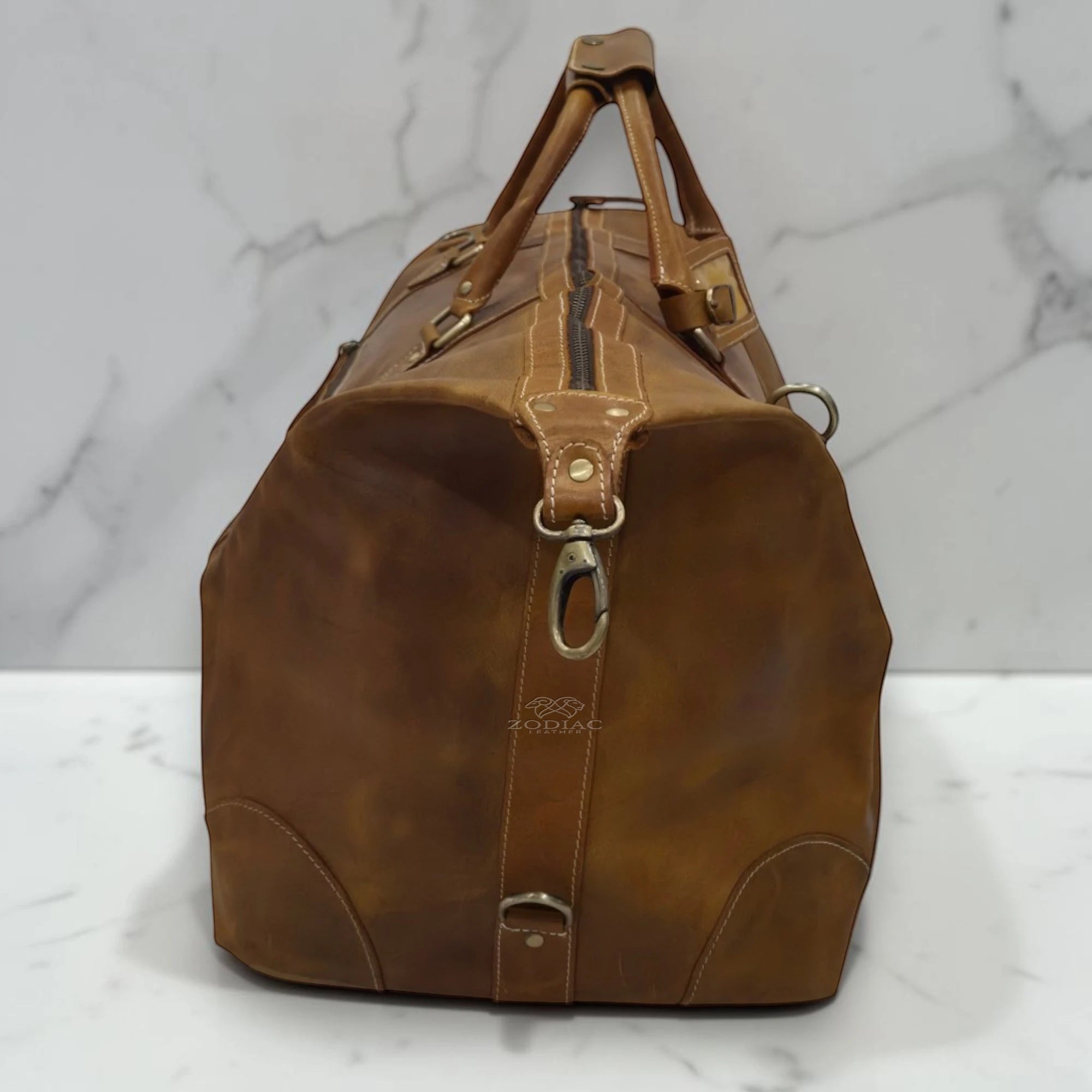 Zodiac Ramiro Genuine Leather Duffle Bag Brown