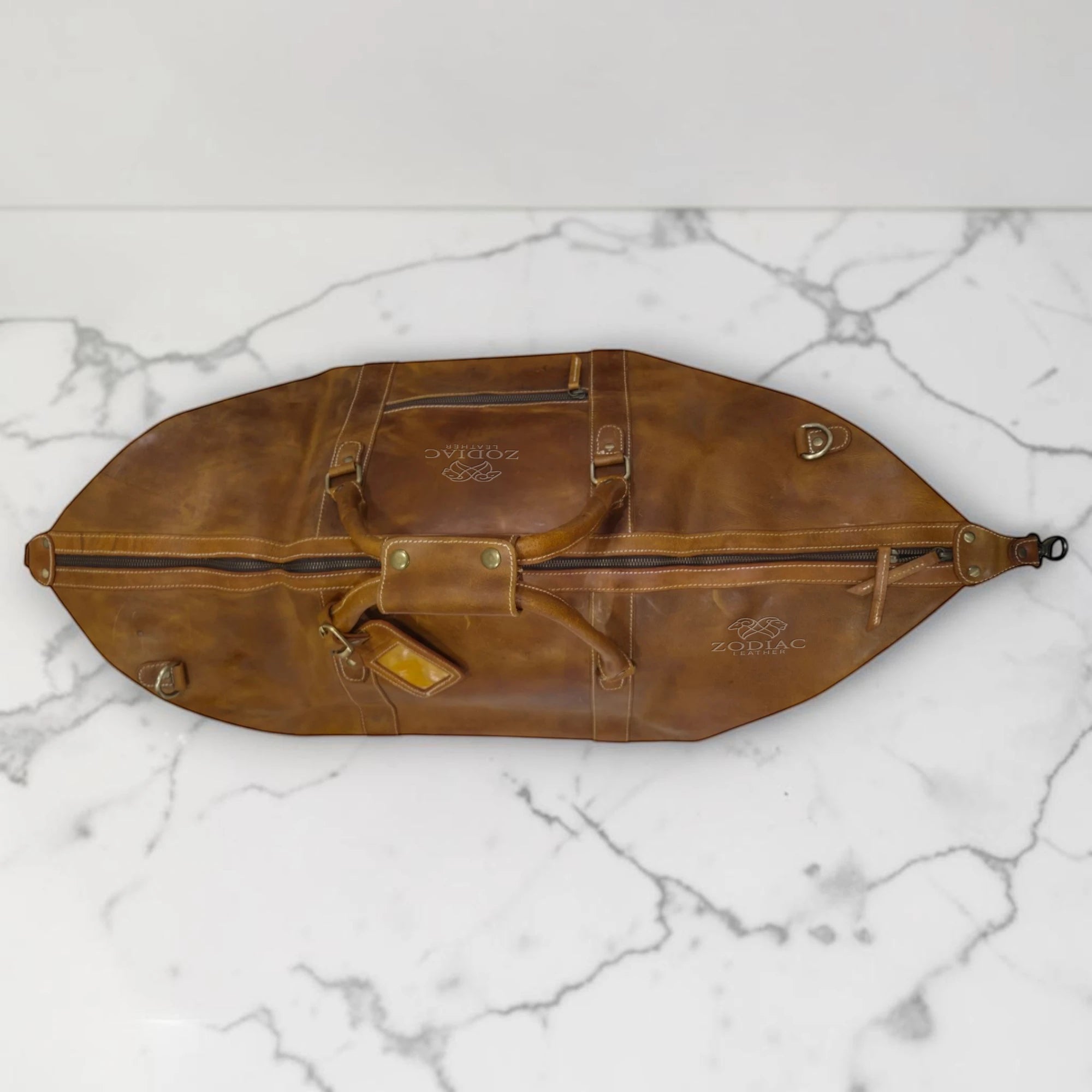 Zodiac Ramiro Genuine Leather Duffle Bag Brown