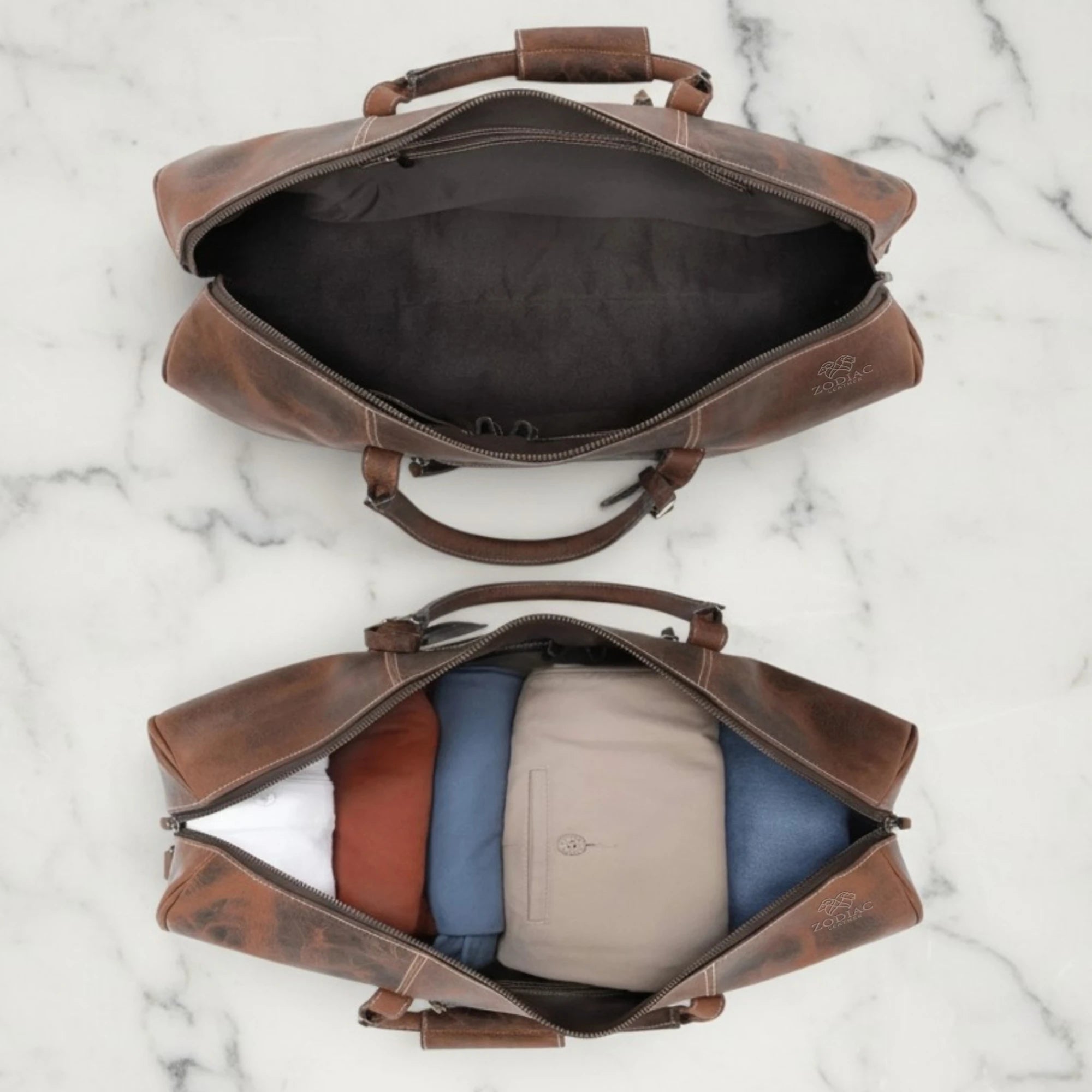 Zodiac Henry Genuine Leather Duffle Bag Dark Brown