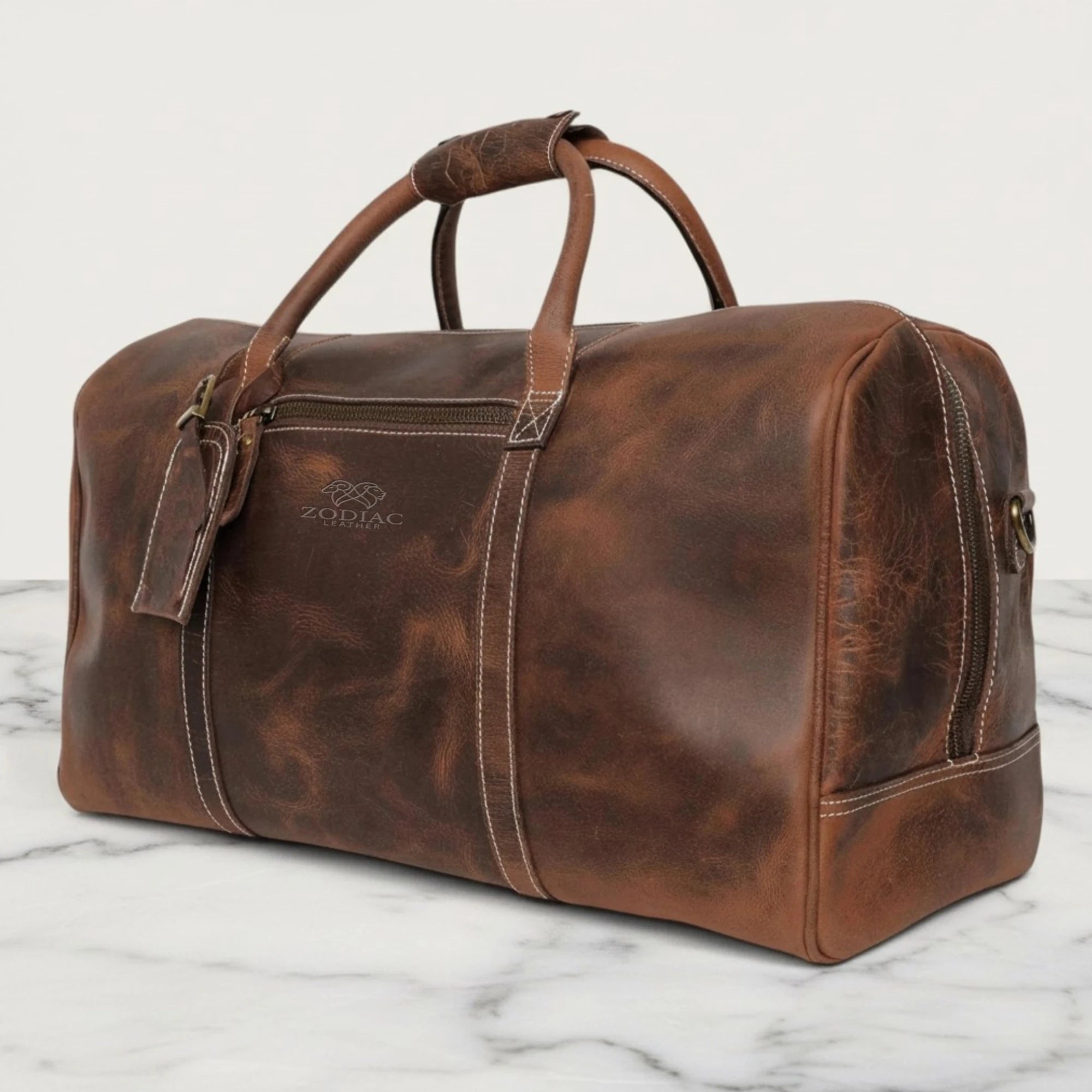 Zodiac Henry Genuine Leather Duffle Bag Dark Brown