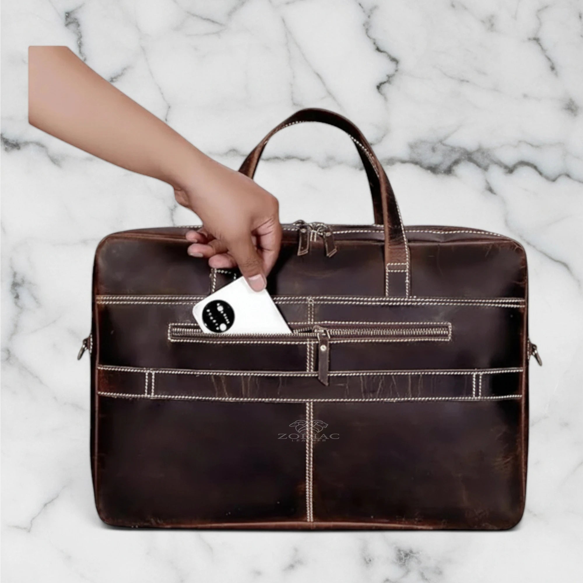 Zodiac James Genuine Leather Briefcase Bag