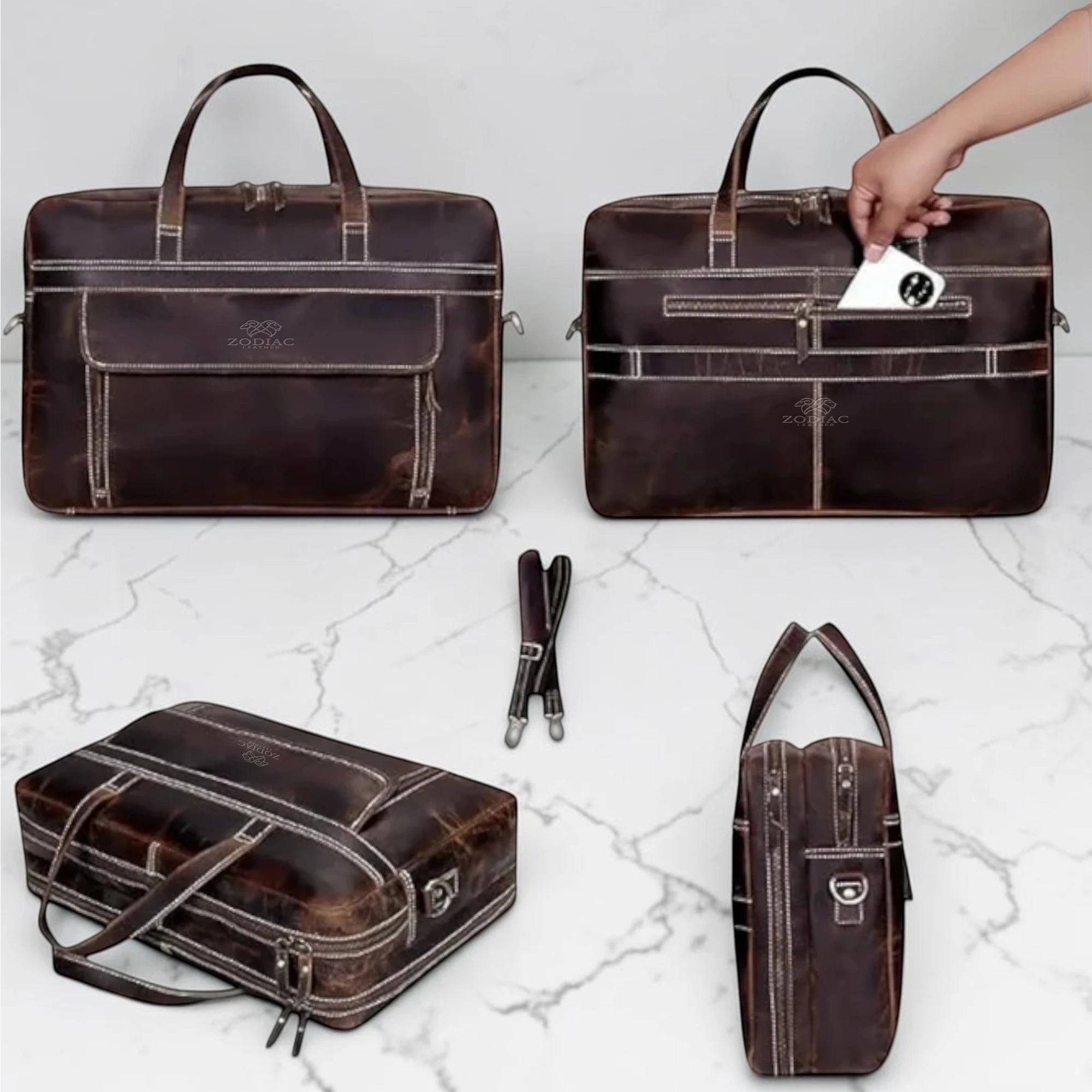 Zodiac James Genuine Leather Briefcase Bag