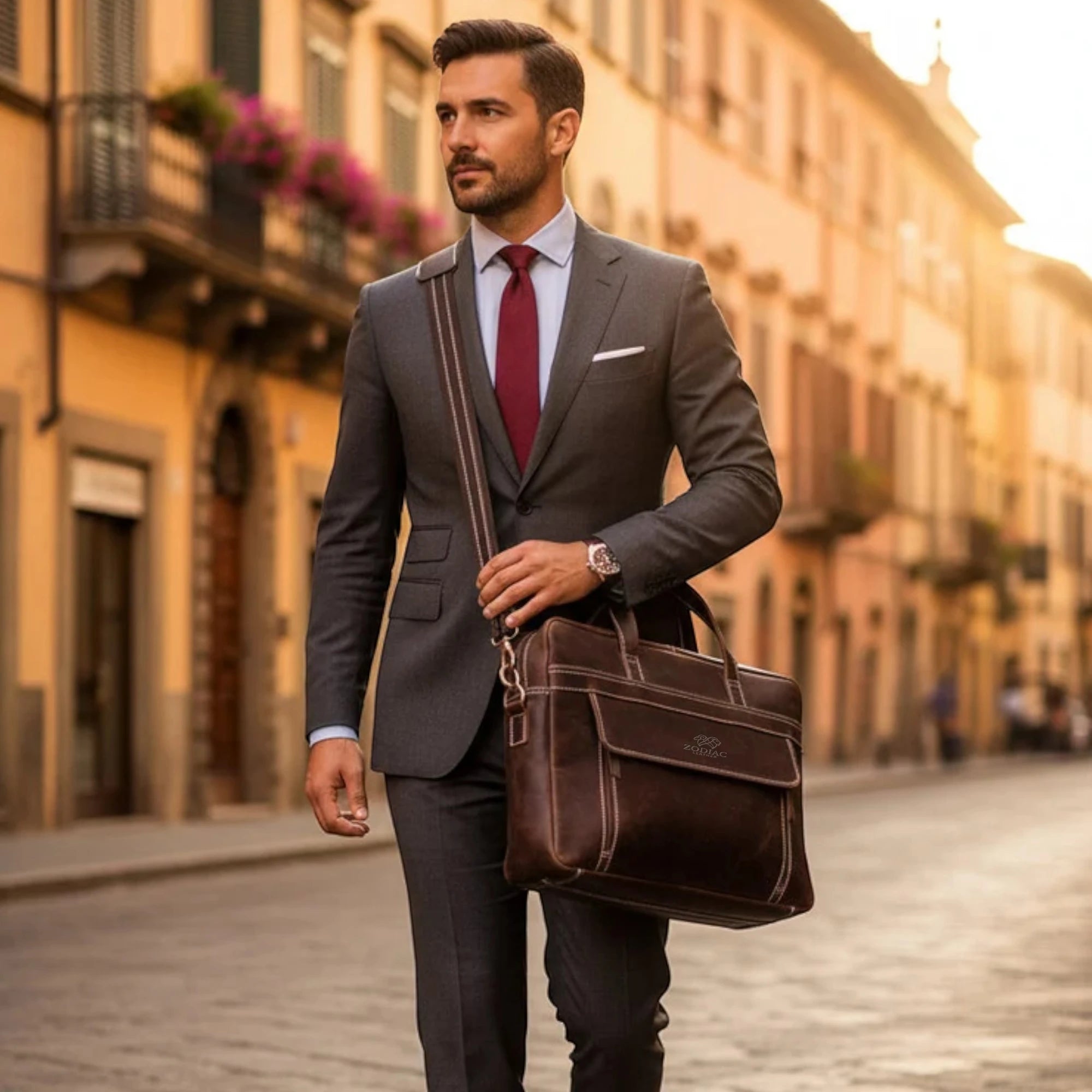 Zodiac James Genuine Leather Briefcase Bag