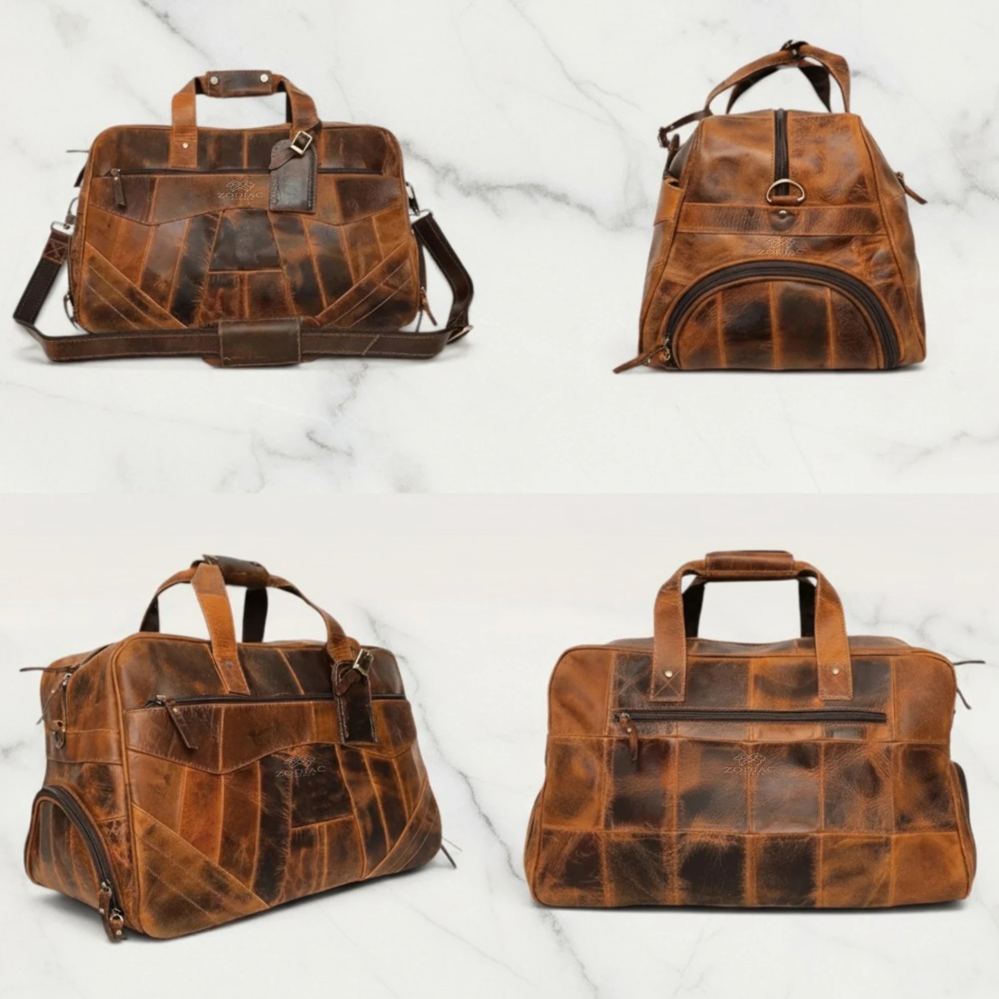 Zodiac Levi Genuine Leather Duffle Bag Brown