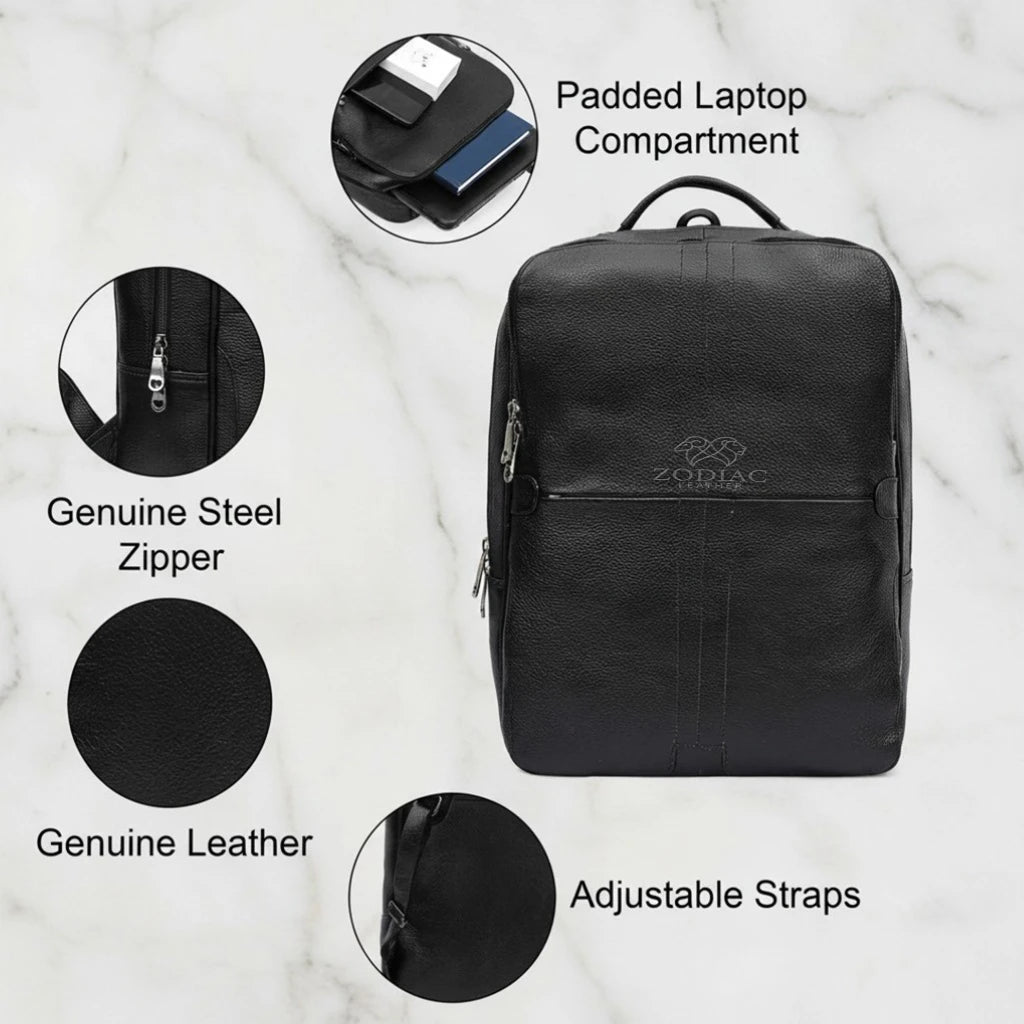 Zodiac Lovita Full Grain Leather Backpack Black