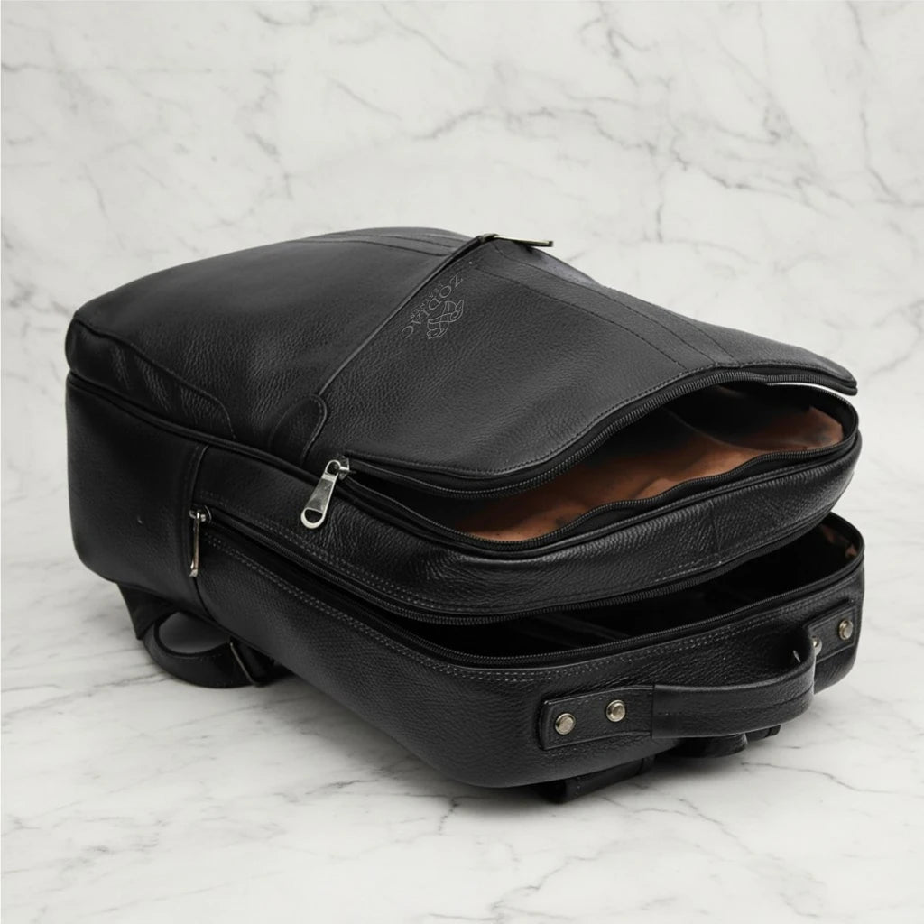 Zodiac Lovita Full Grain Leather Backpack Black