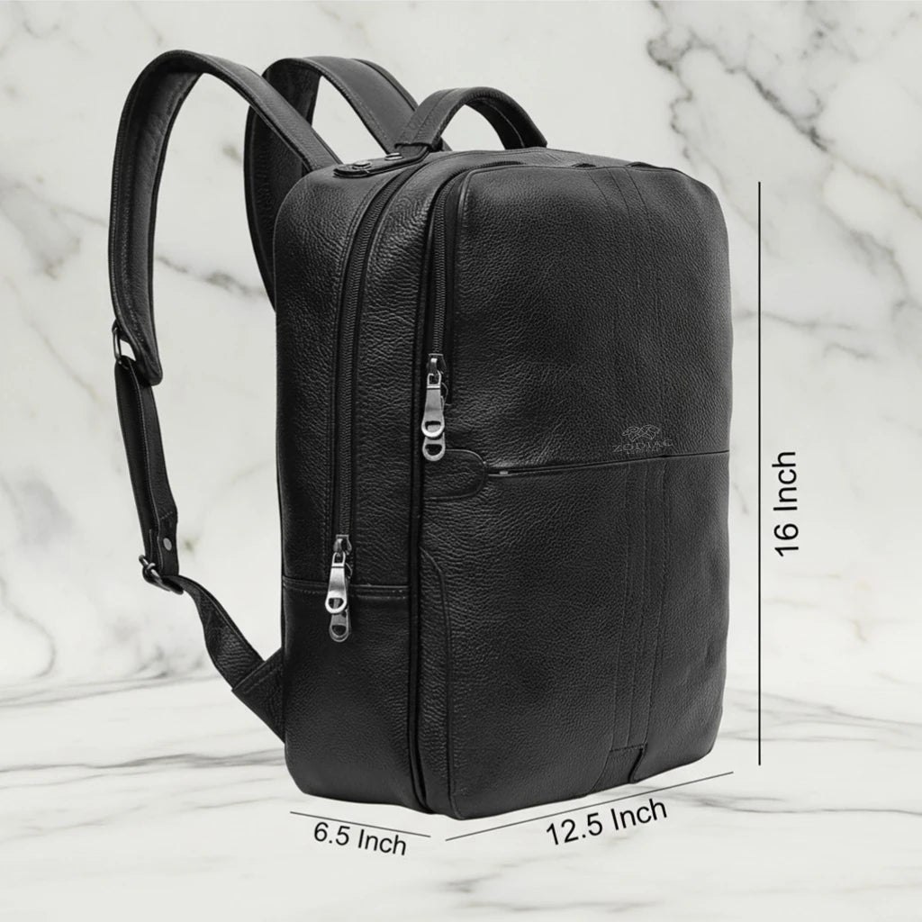 Zodiac Lovita Full Grain Leather Backpack Black