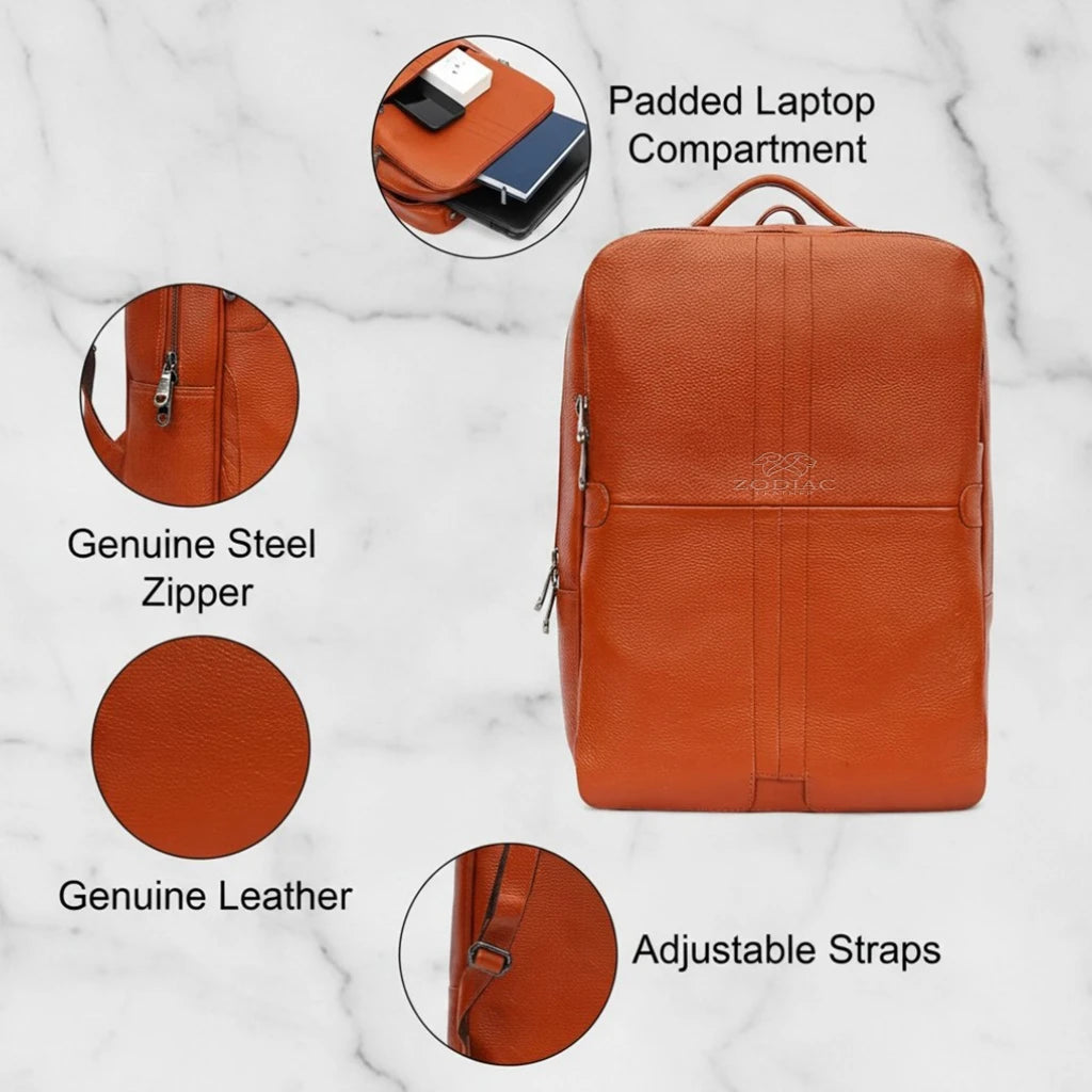 Zodiac Lovita Full Grain Leather Backpack Brown