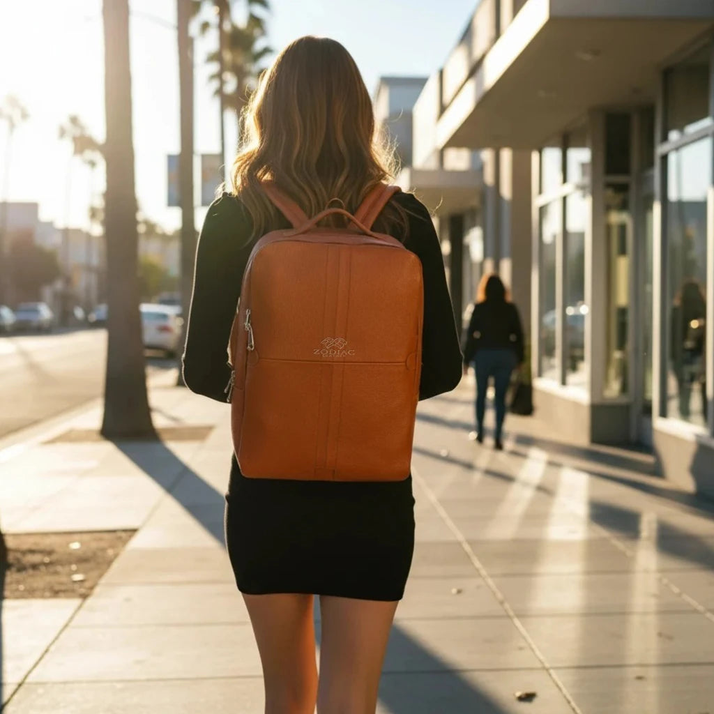 Zodiac Lovita Full Grain Leather Backpack Brown