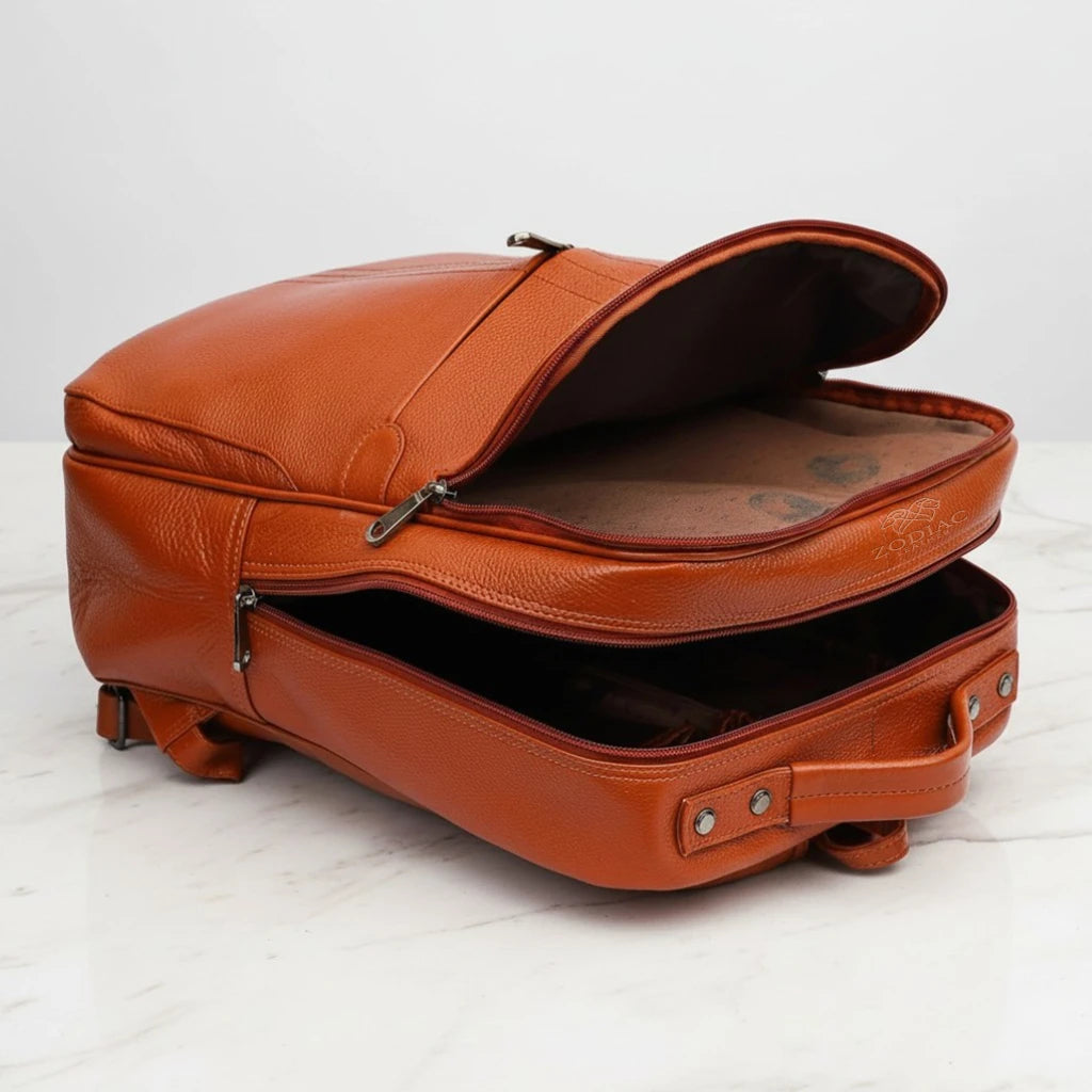 Zodiac Lovita Full Grain Leather Backpack Brown