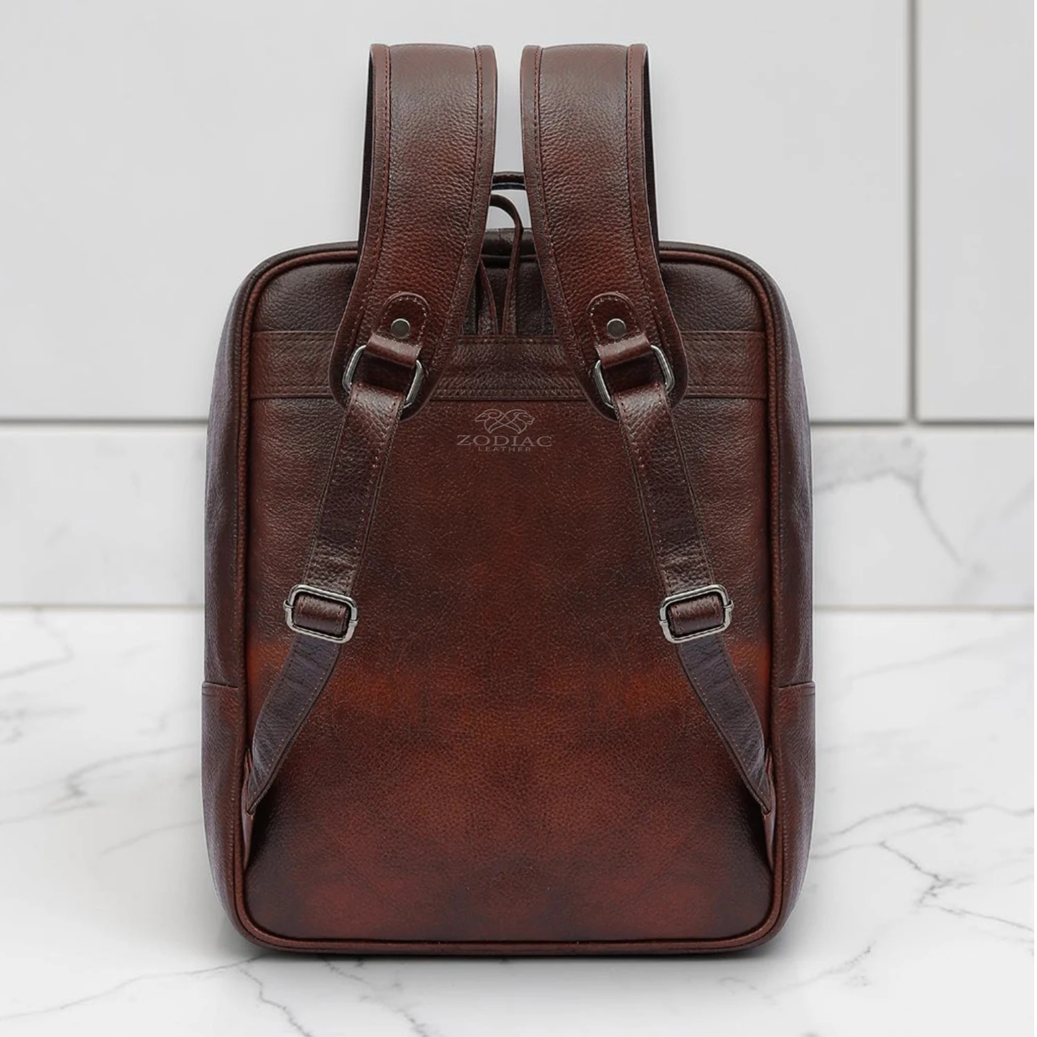 Zodiac Lovita Full Grain Leather Backpack Tan Brown