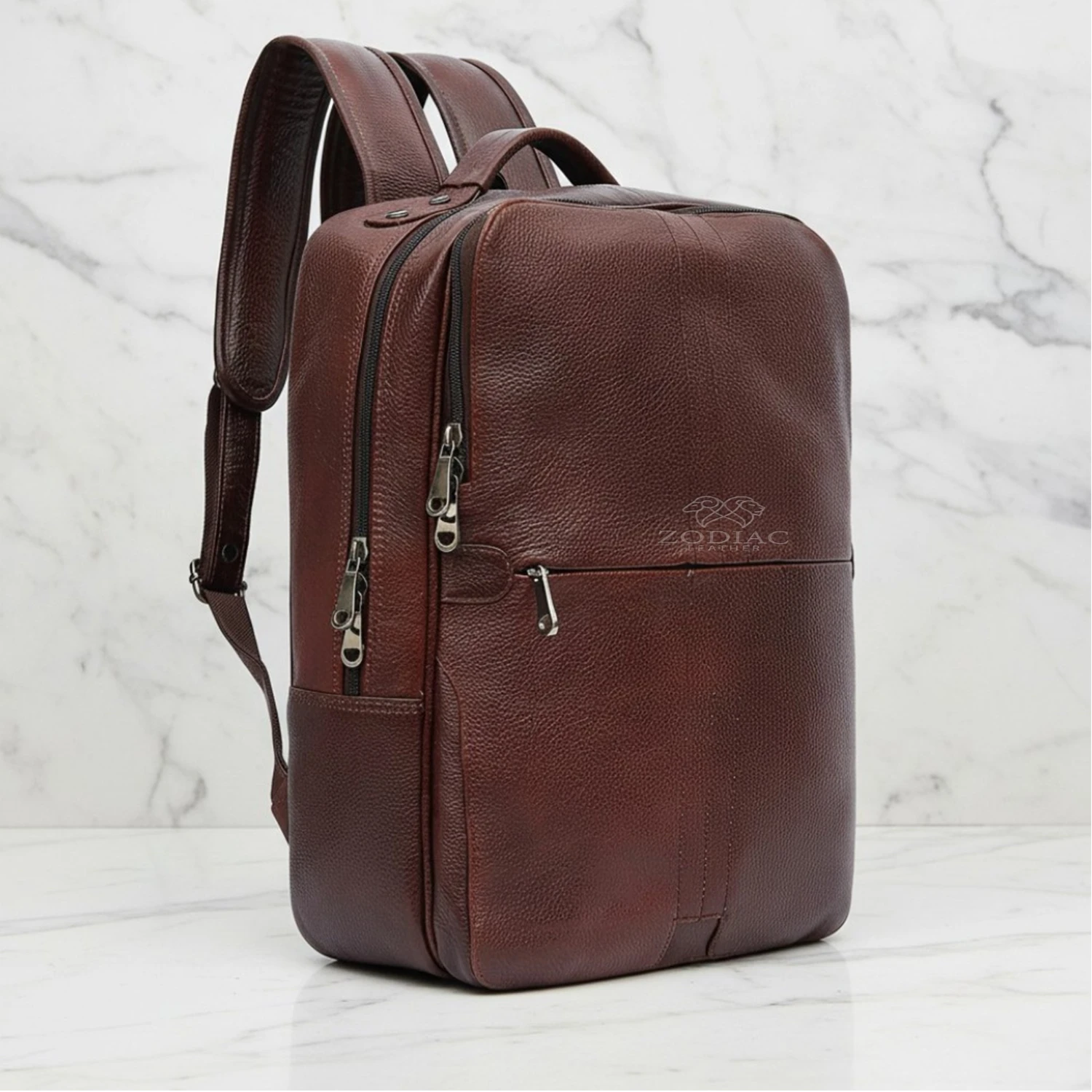 Zodiac Lovita Full Grain Leather Backpack Tan Brown