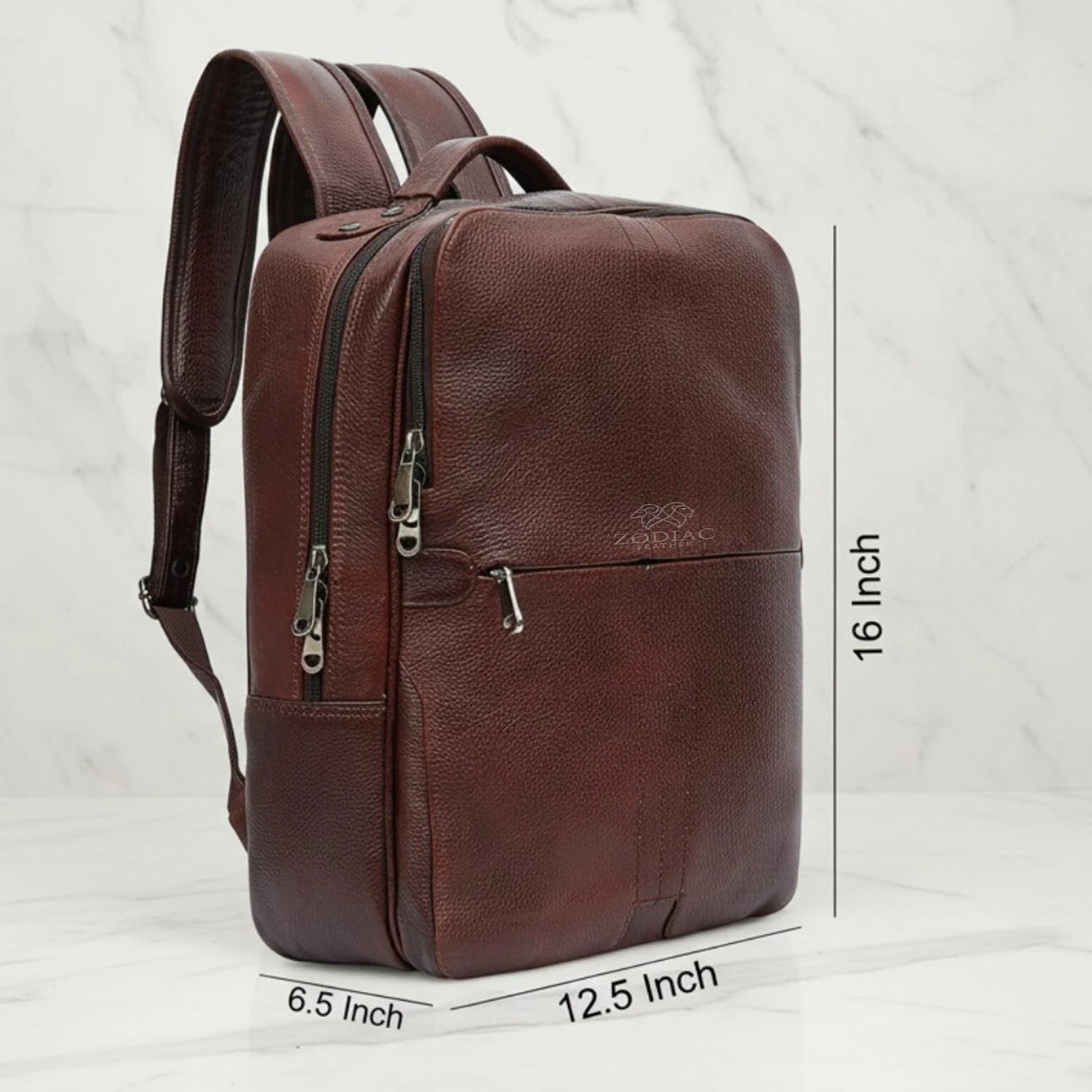 Zodiac Lovita Full Grain Leather Backpack Tan Brown