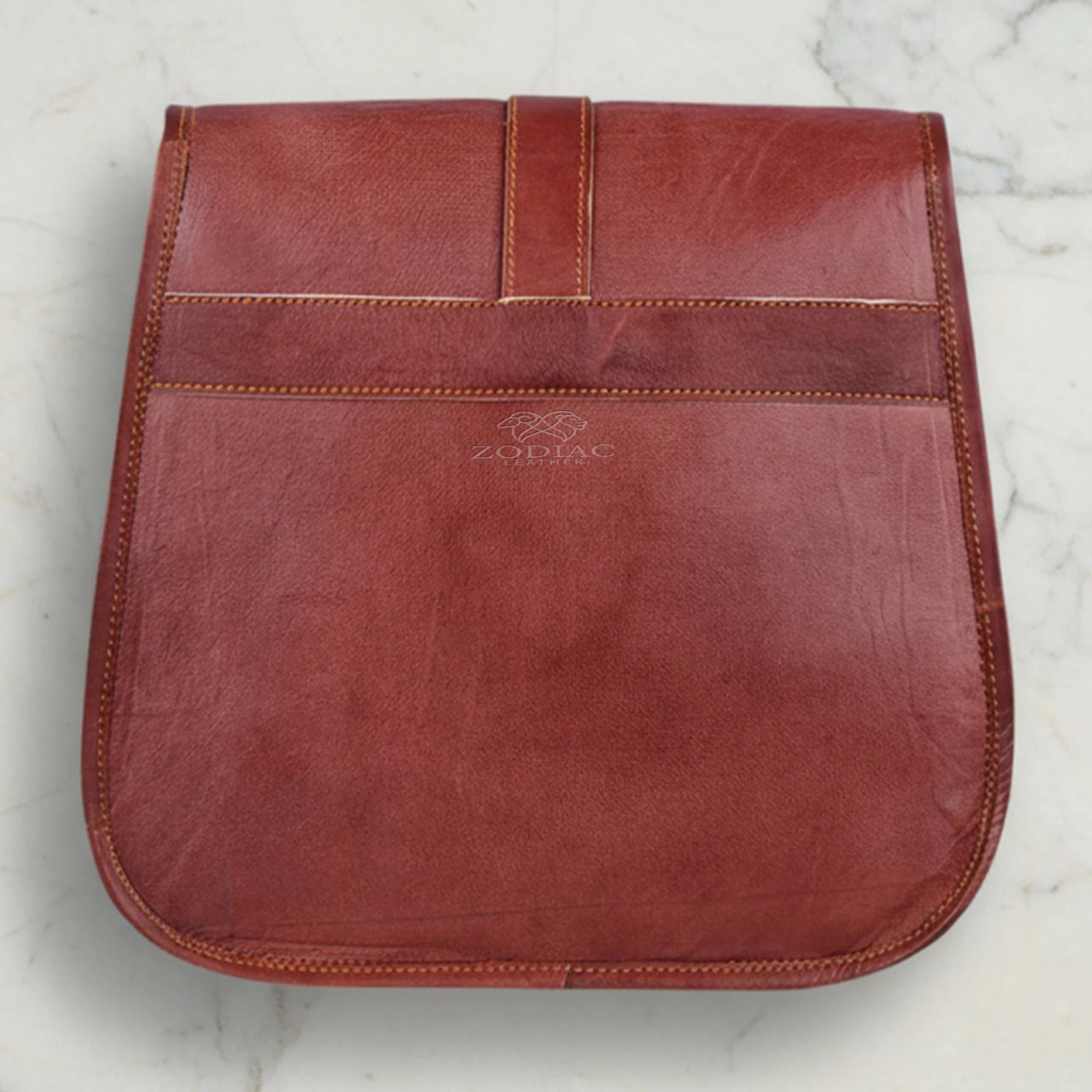 Zodiac Mateo Full Grain Leather Satchel Crossbody Bag Vintage Brown
