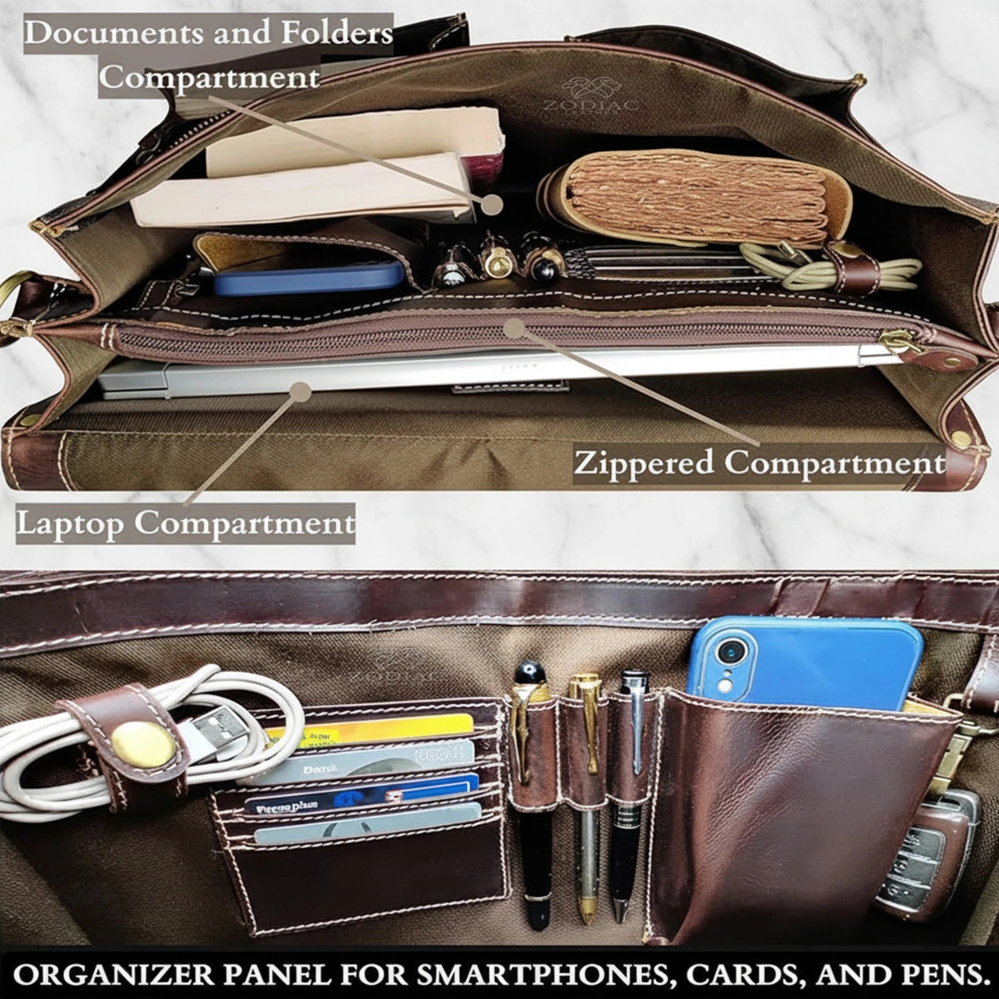 Zodiac Rover Hunter Leather Laptop Bag Mulberry
