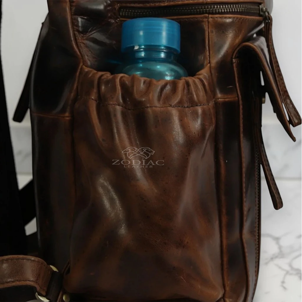 Zodiac Sakura Top Grain Leather Backpack Tan Brown