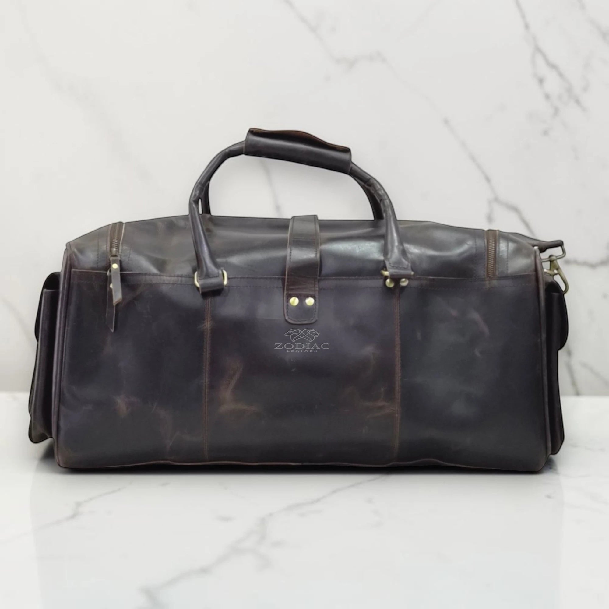 Zodiac Stella Genuine Leather Duffle Bag Dark Brown