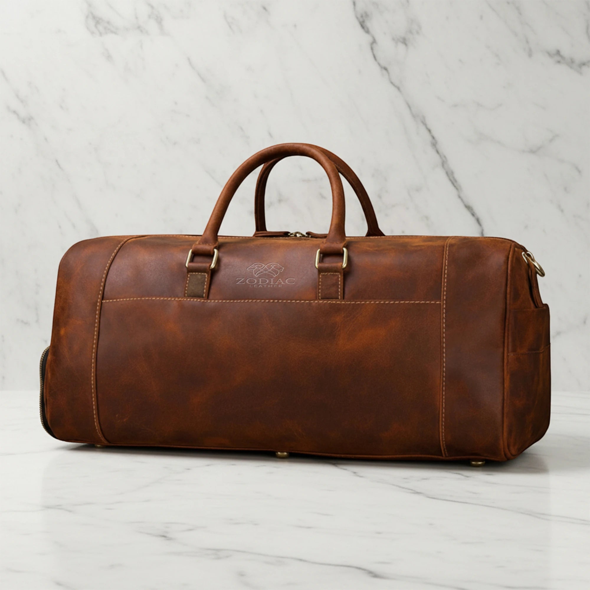 Zodiac Miguel Vintage Leather Luggage Bag Brown