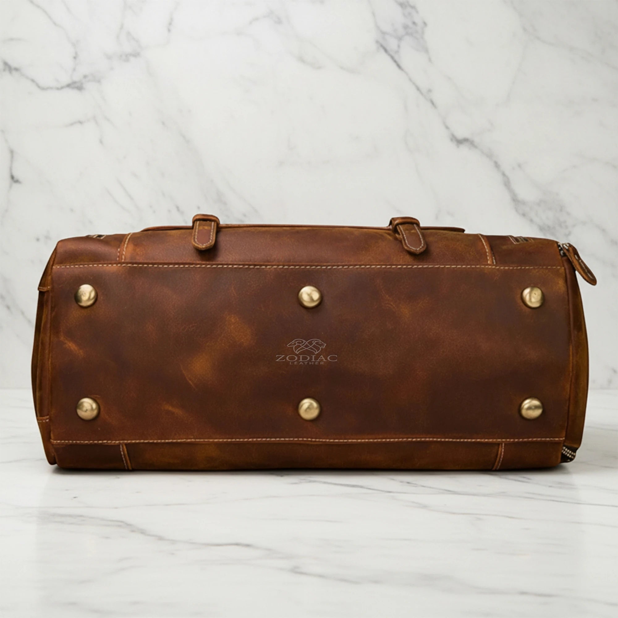 Zodiac Miguel Vintage Leather Luggage Bag Brown