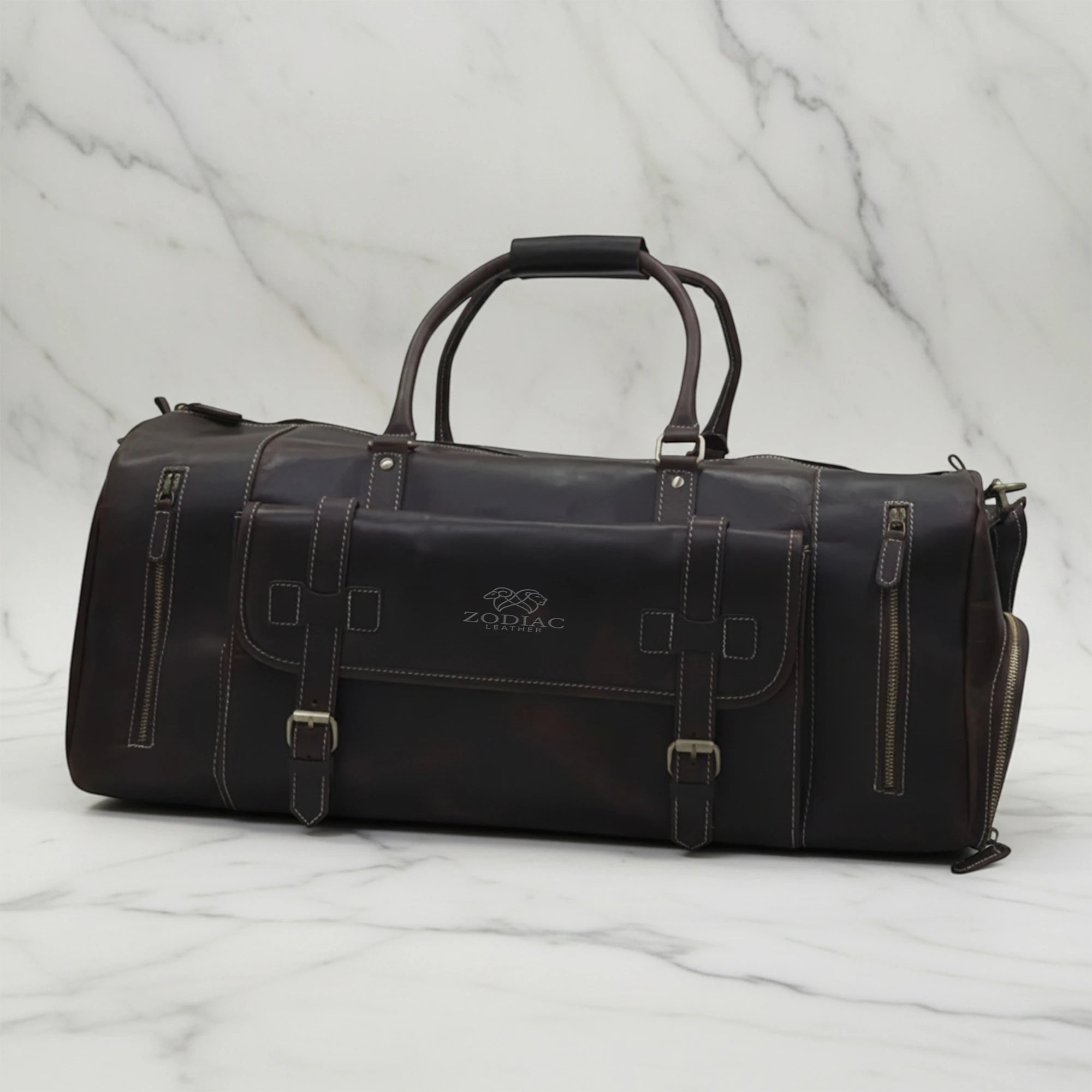 Zodiac Miguel Genuine Leather Weekender Bag – Dark Brown